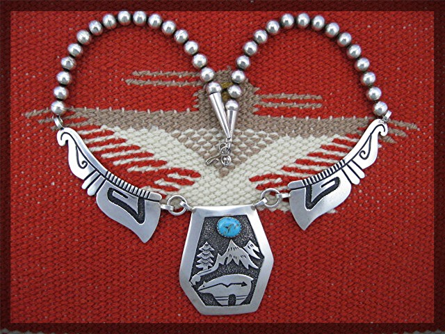 Navajo TOMMY SINGER Sterling Silver Turquoise Necklace