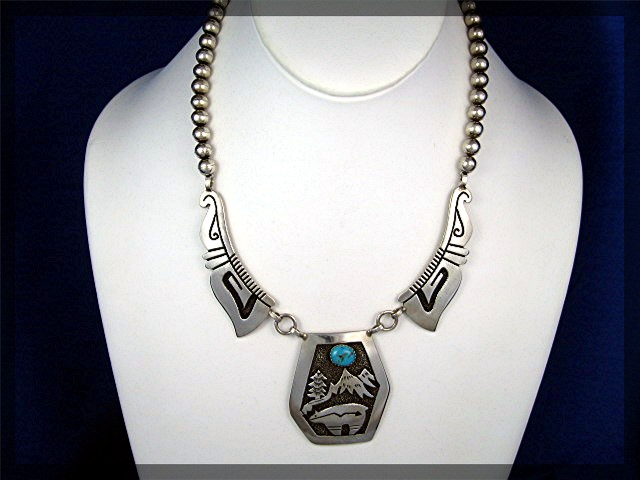 Navajo TOMMY SINGER Sterling Silver Turquoise Necklace