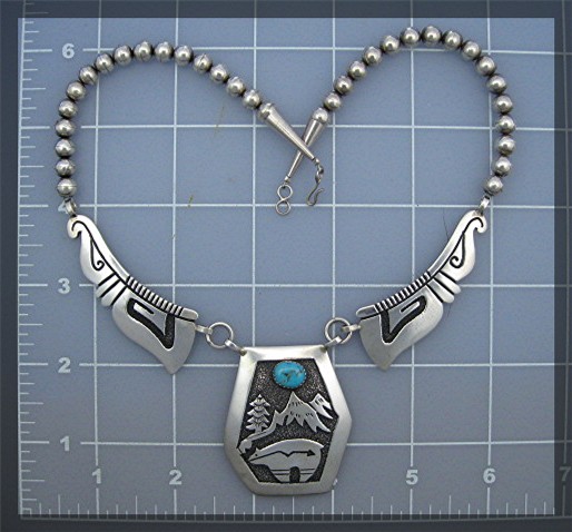 Navajo TOMMY SINGER Sterling Silver Turquoise Necklace