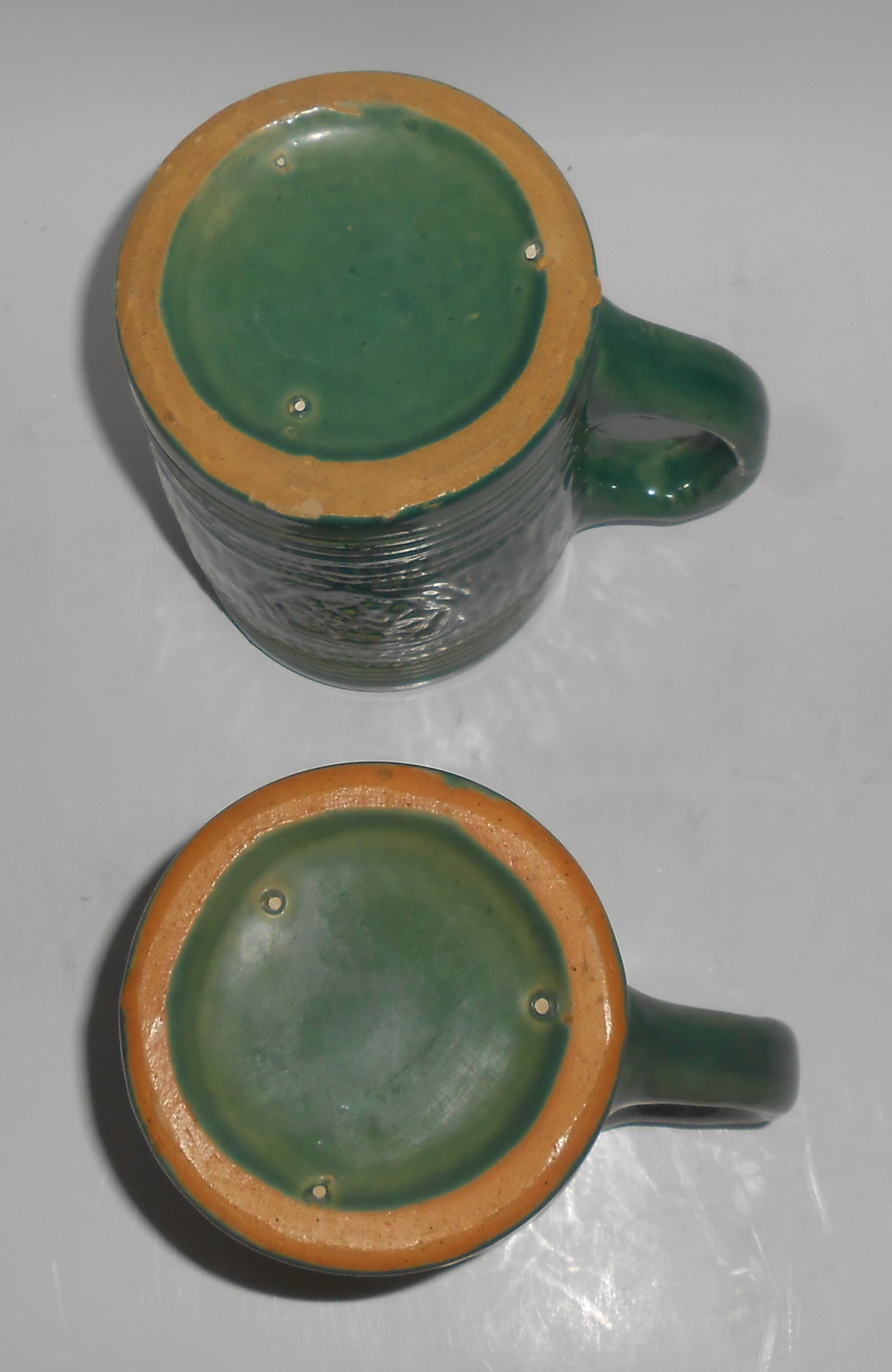 Early McCoy Art Pottery Green Grape Beer Mug