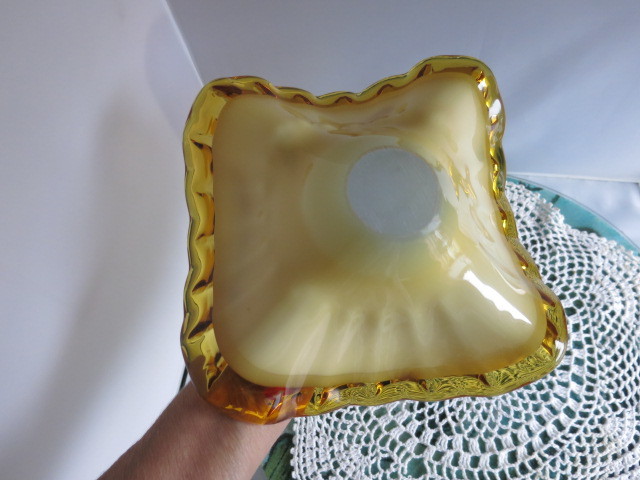 Mid Century Murano Yellow Millefiori Art Glass Bowl