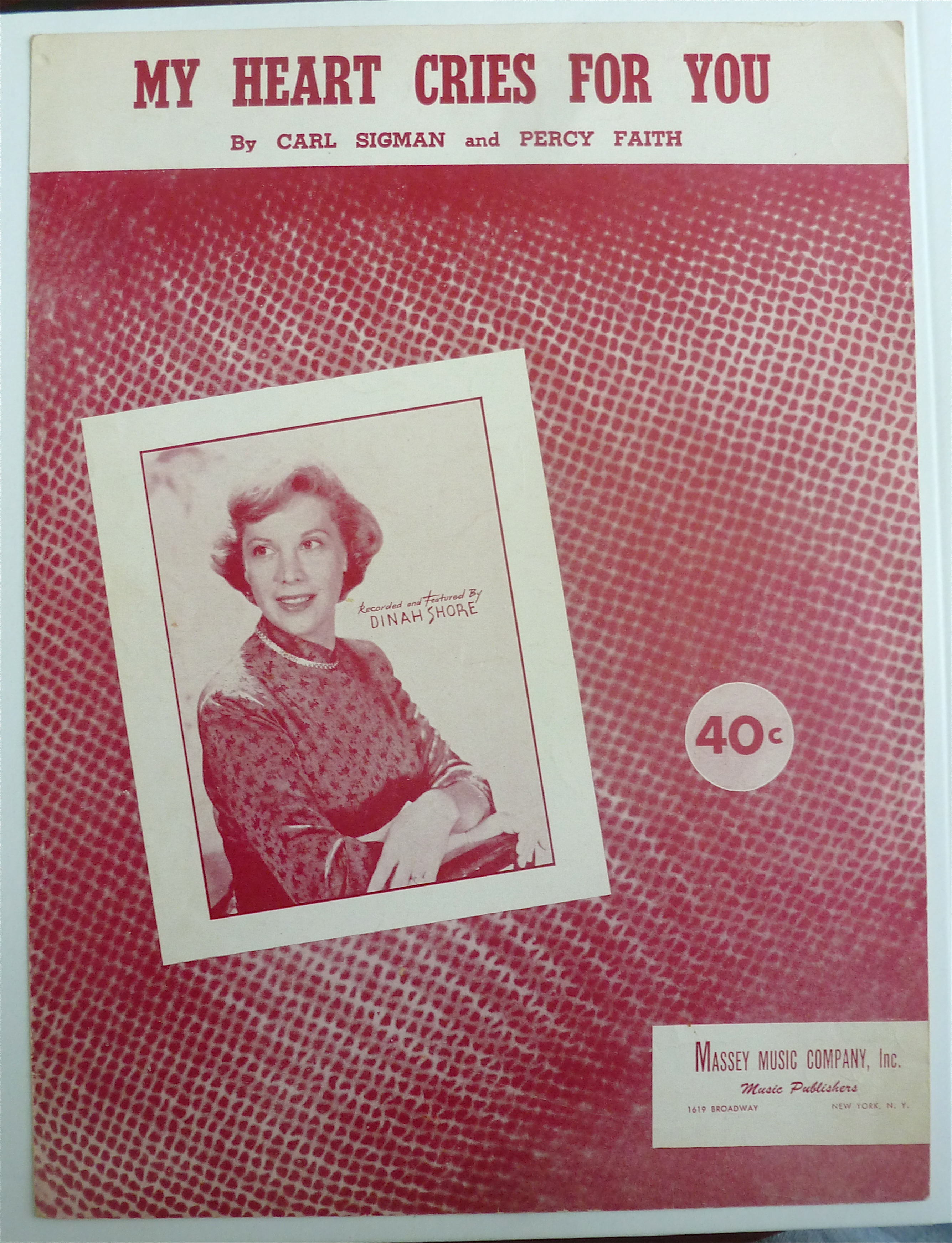 Sheet Music For 1950 My Heart Cries For You