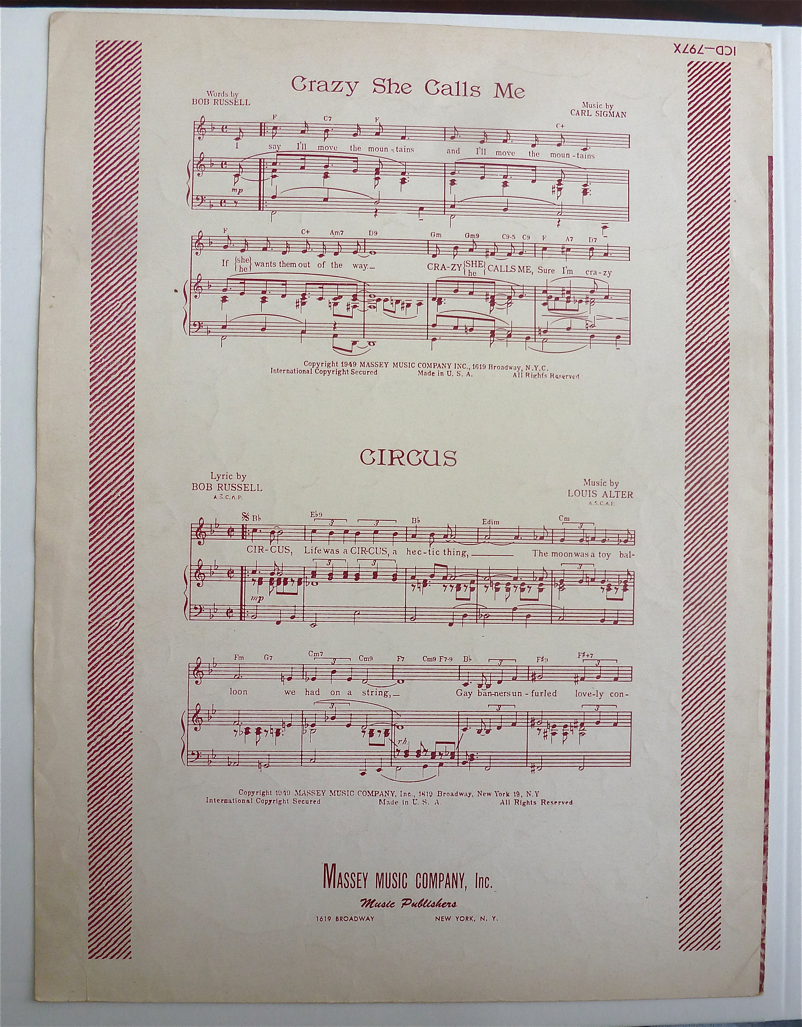 Sheet Music For 1950 My Heart Cries For You