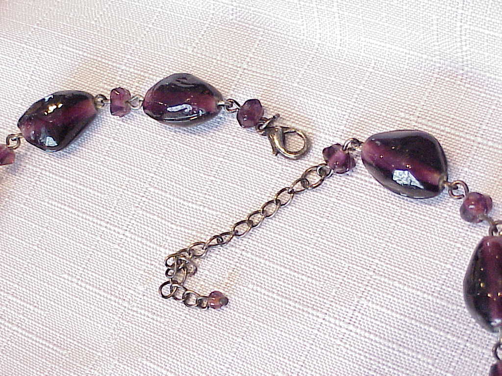 Dark Amethyst Glass Bead Choker Necklace