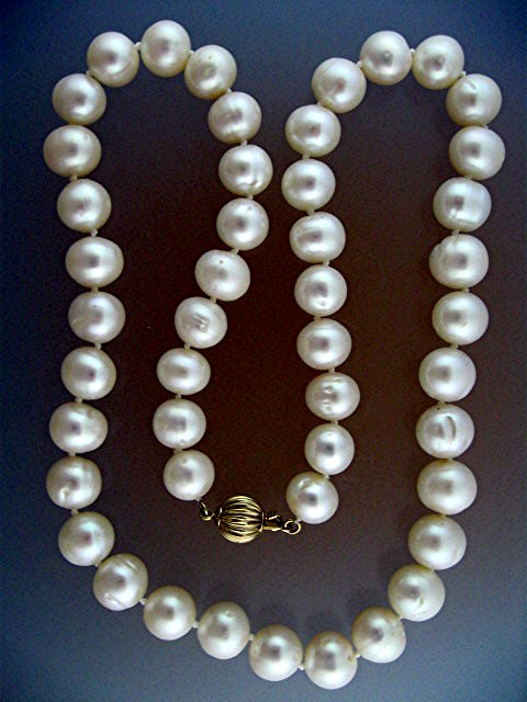 14 K Gold Clasp Cultured Pearls 11mm White