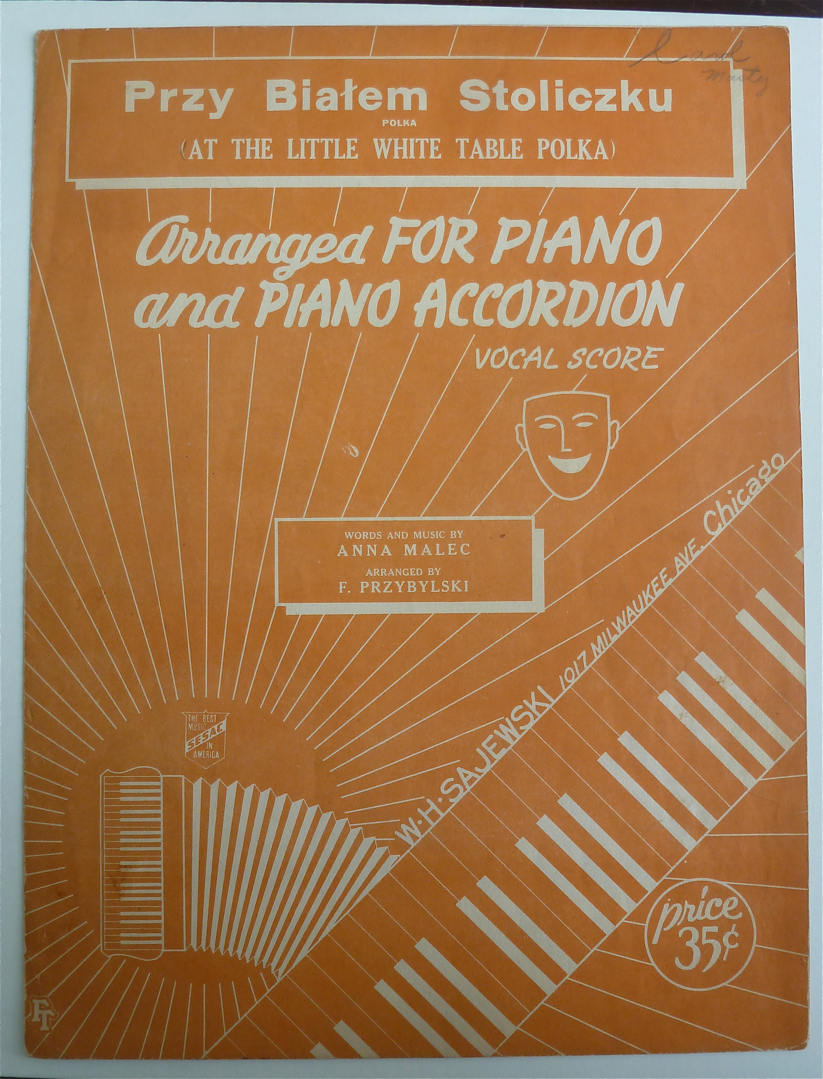 Sheet Music For 1946 Przy Bialem Stoliczku