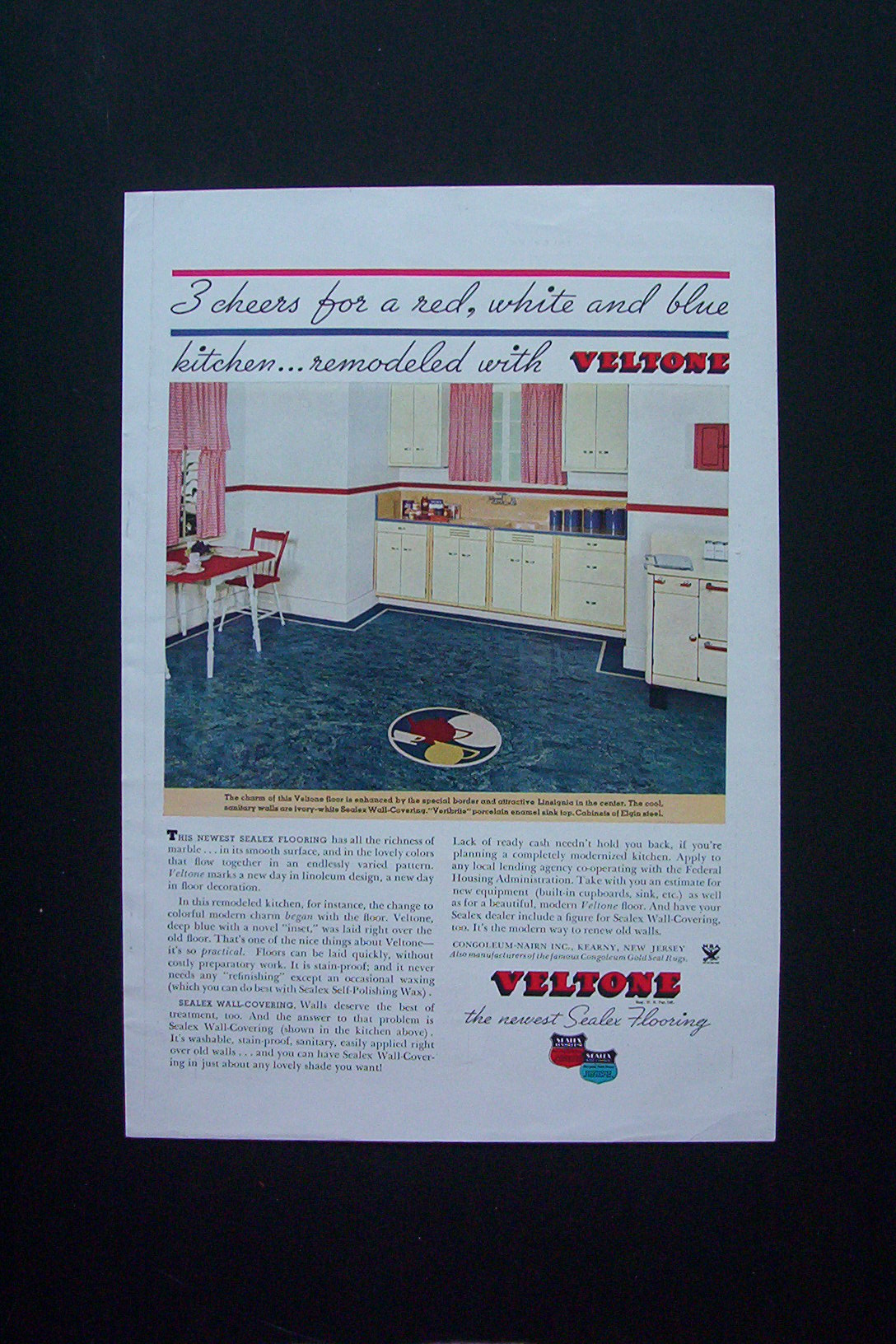 1935 Veltone Sealex Flooring with 3 Cheers a Kitchen