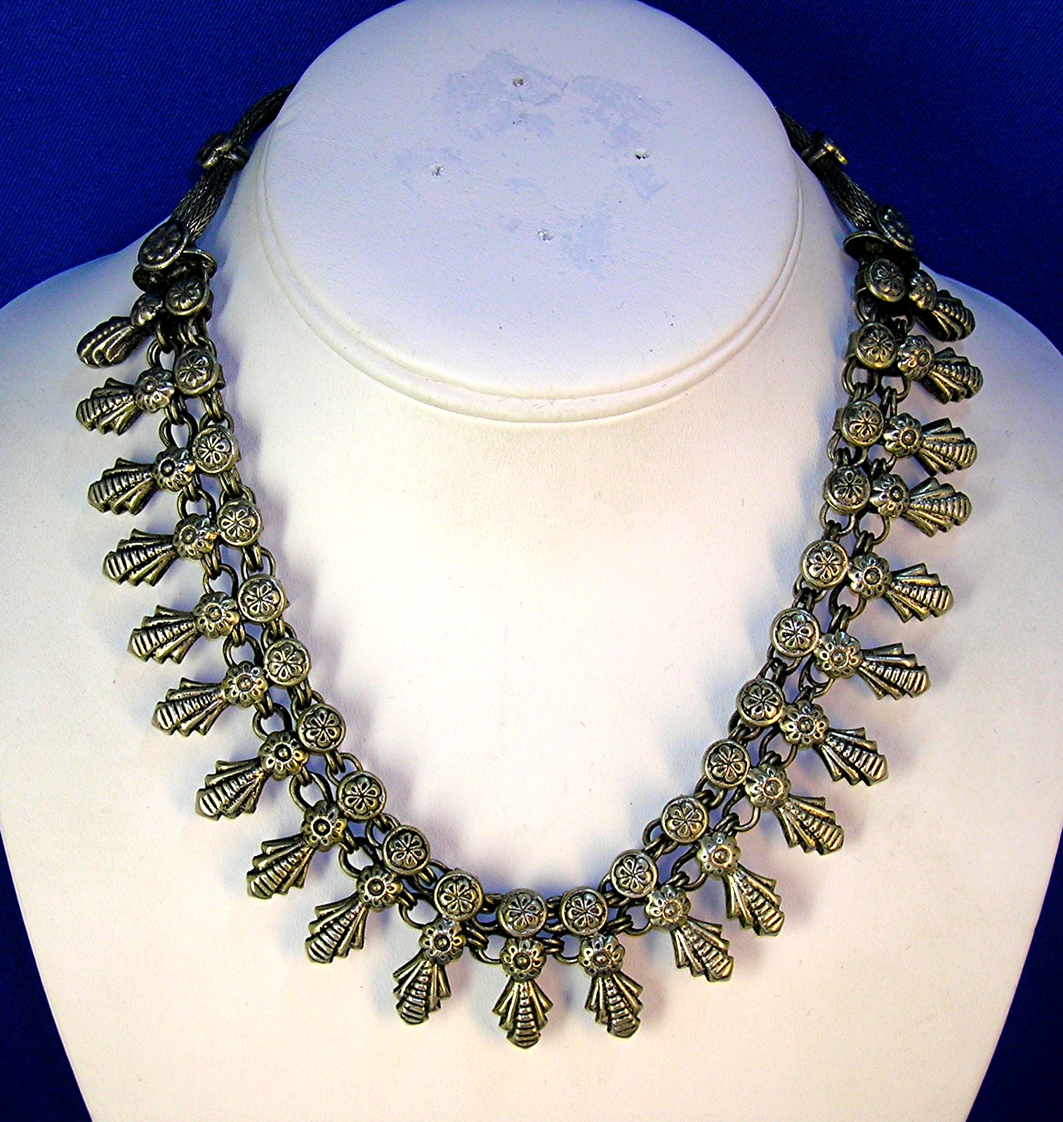 Necklace Silver Tribal Ethnic Bib