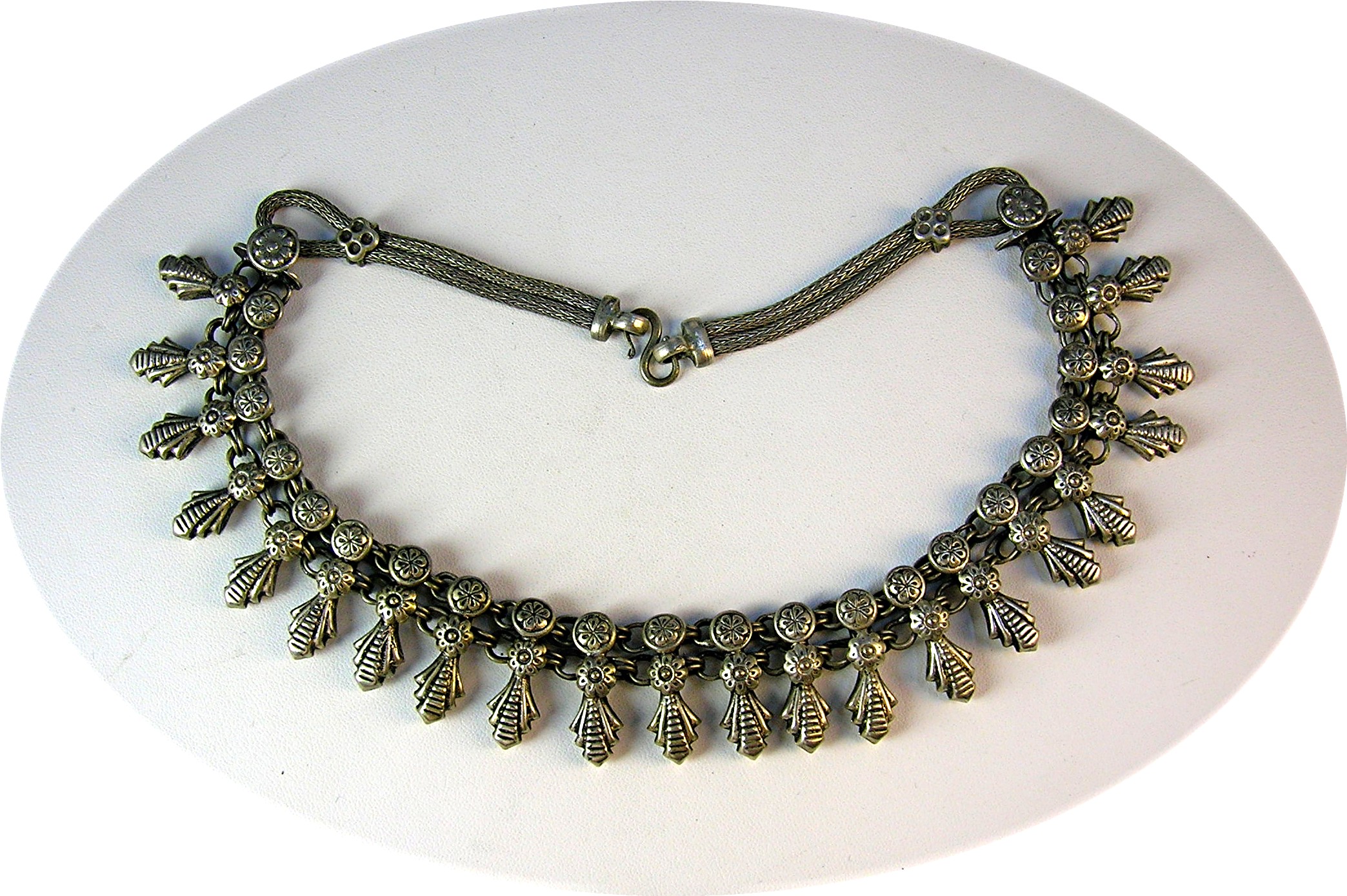 Necklace Silver Tribal Ethnic Bib