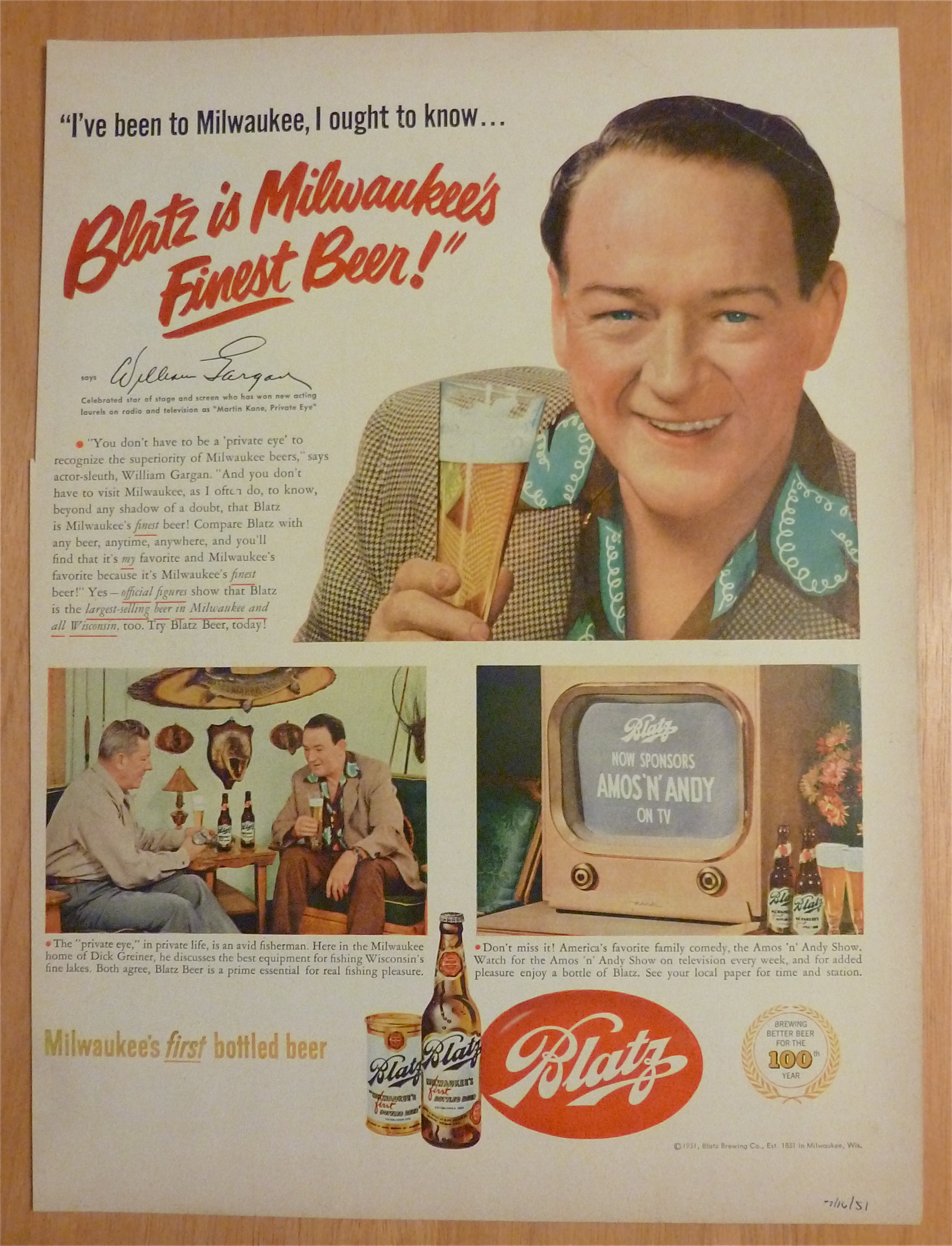 1951 Blatz Beer with William Gargan