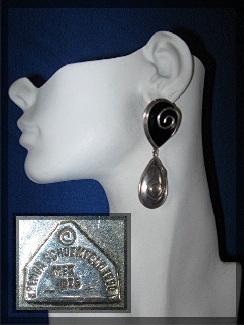 Earrings BRENDA SCHOENFELD Sterling Silver  Mexico 1990