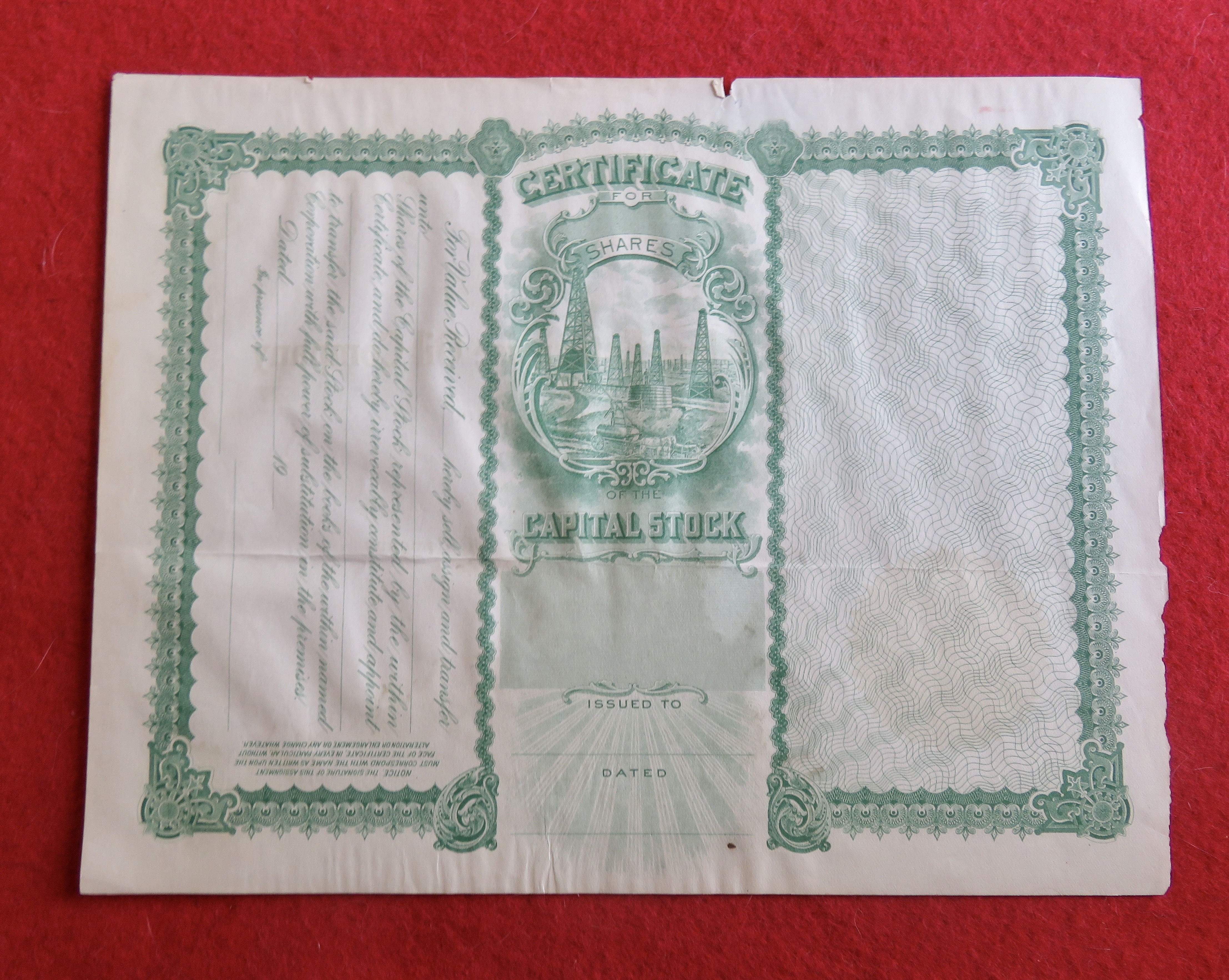 1900's The Salina Enterprise Oil Company Stock