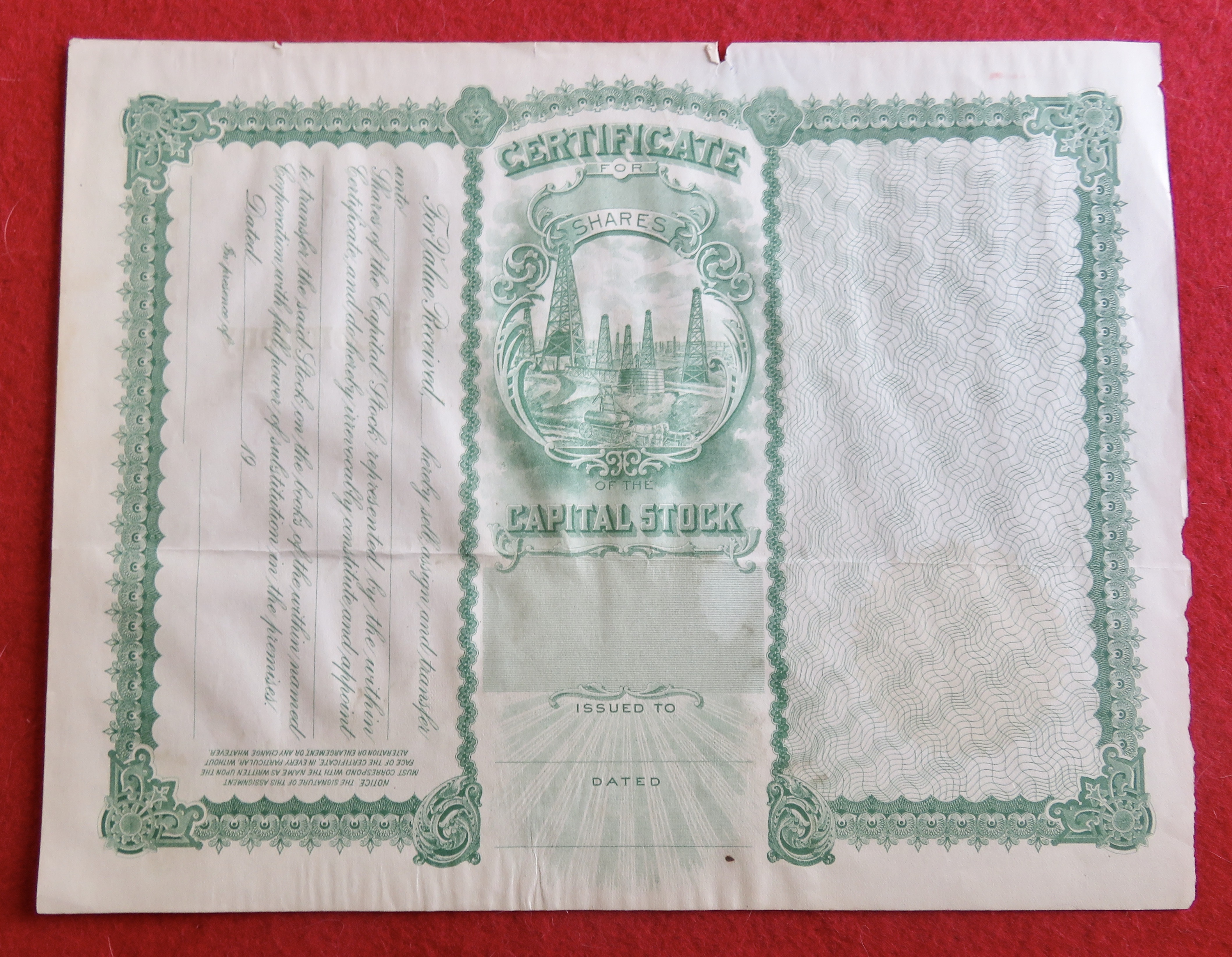 1900's The Salina Enterprise Oil Company Stock