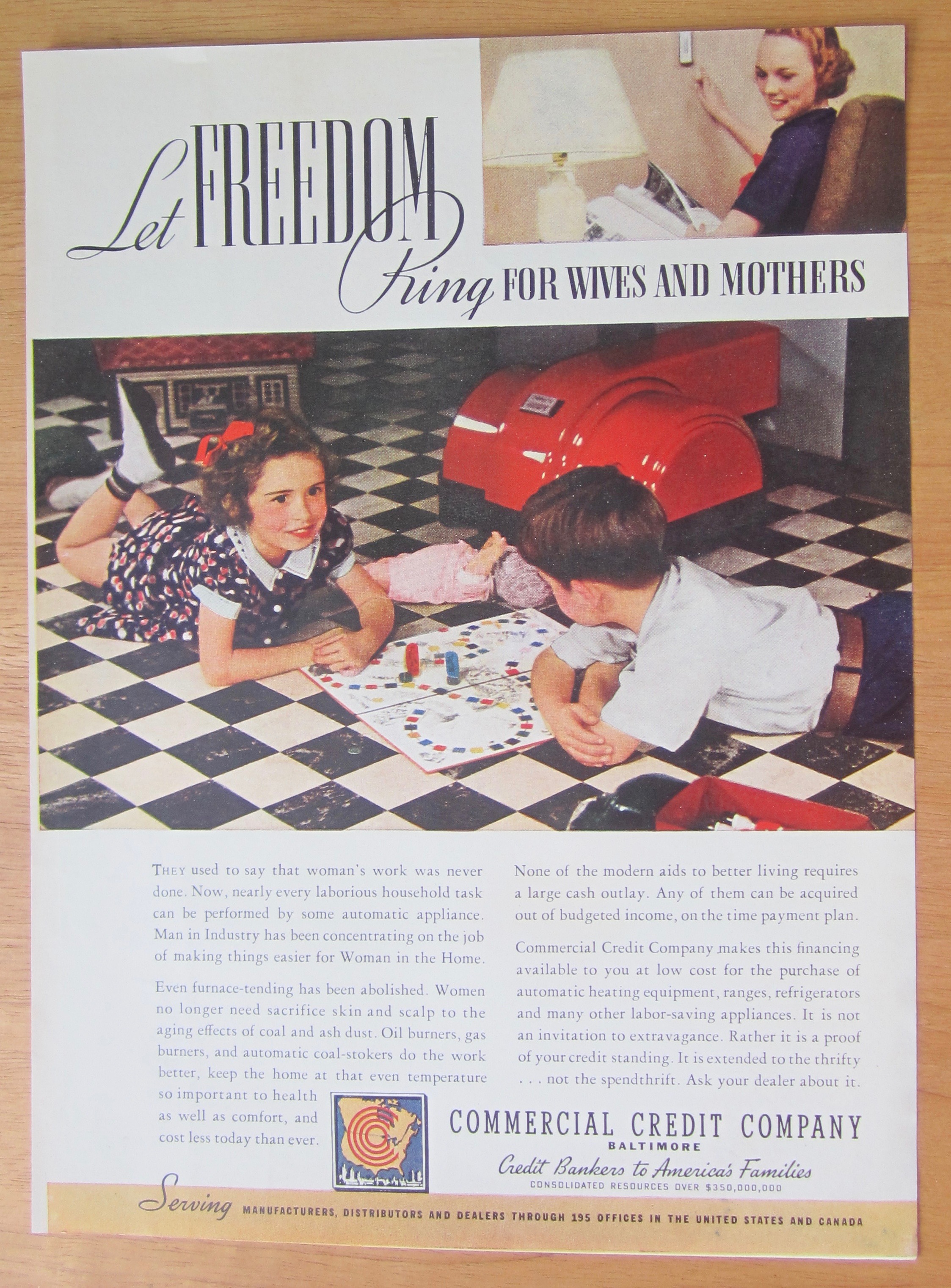 1938 Commercial Credit Company w/ Children Playing Game