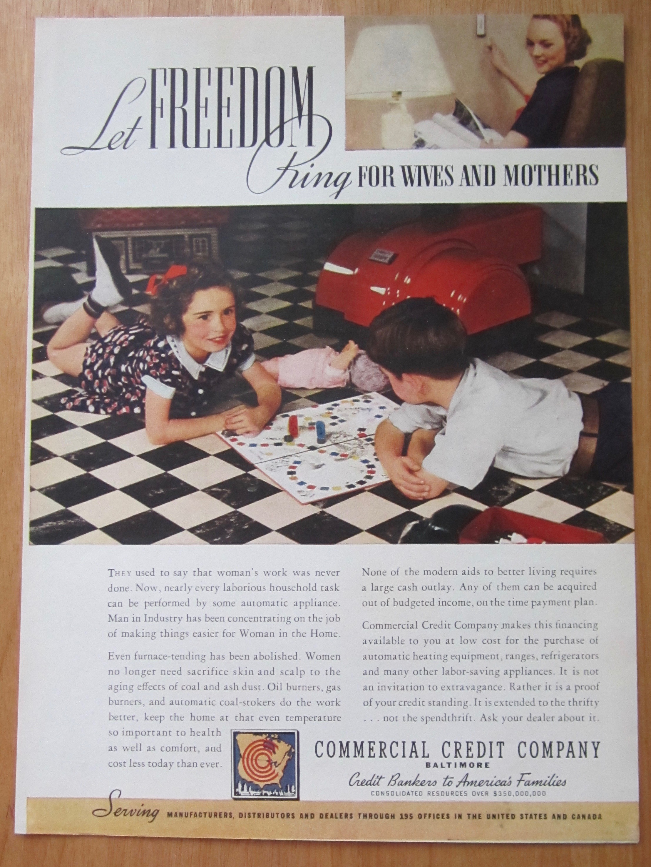 1938 Commercial Credit Company w/ Children Playing Game