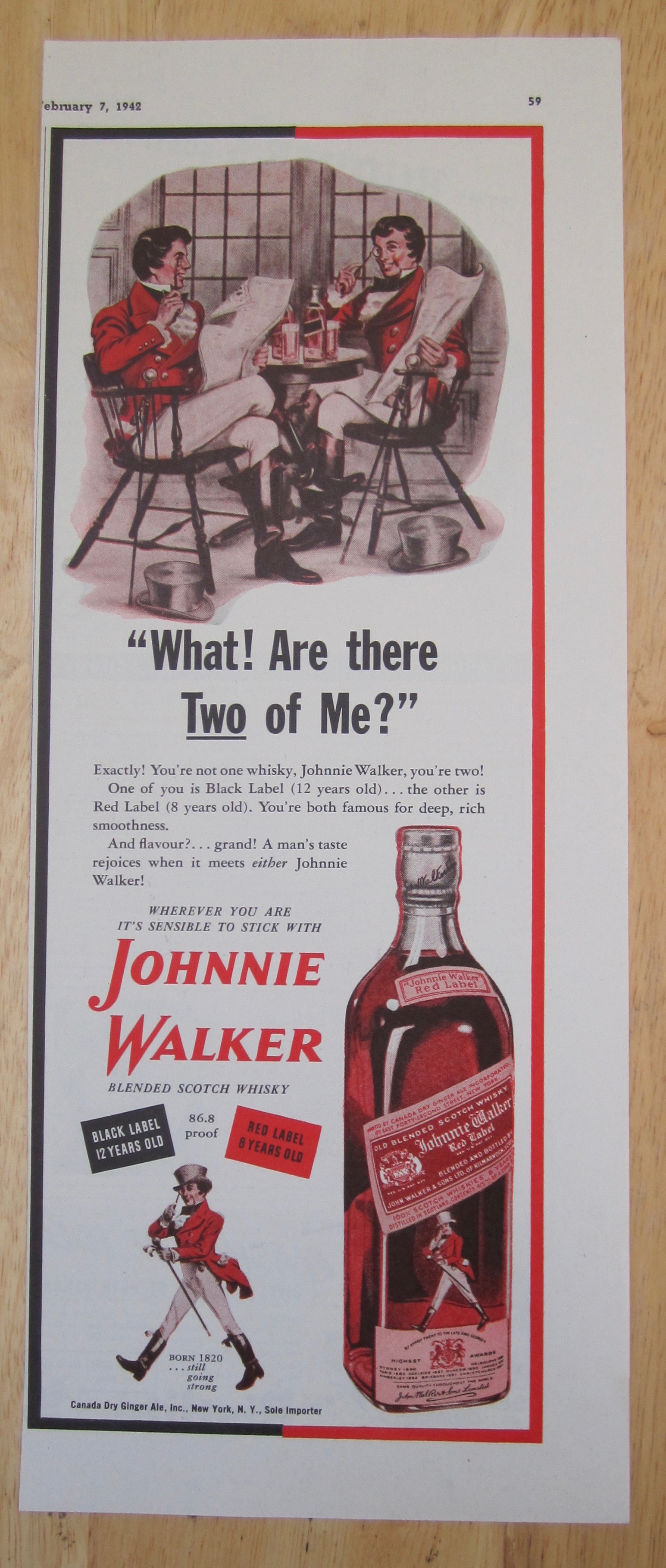 1942 Johnnie Walker Red Label Whiskey w/ Johnnie Walker