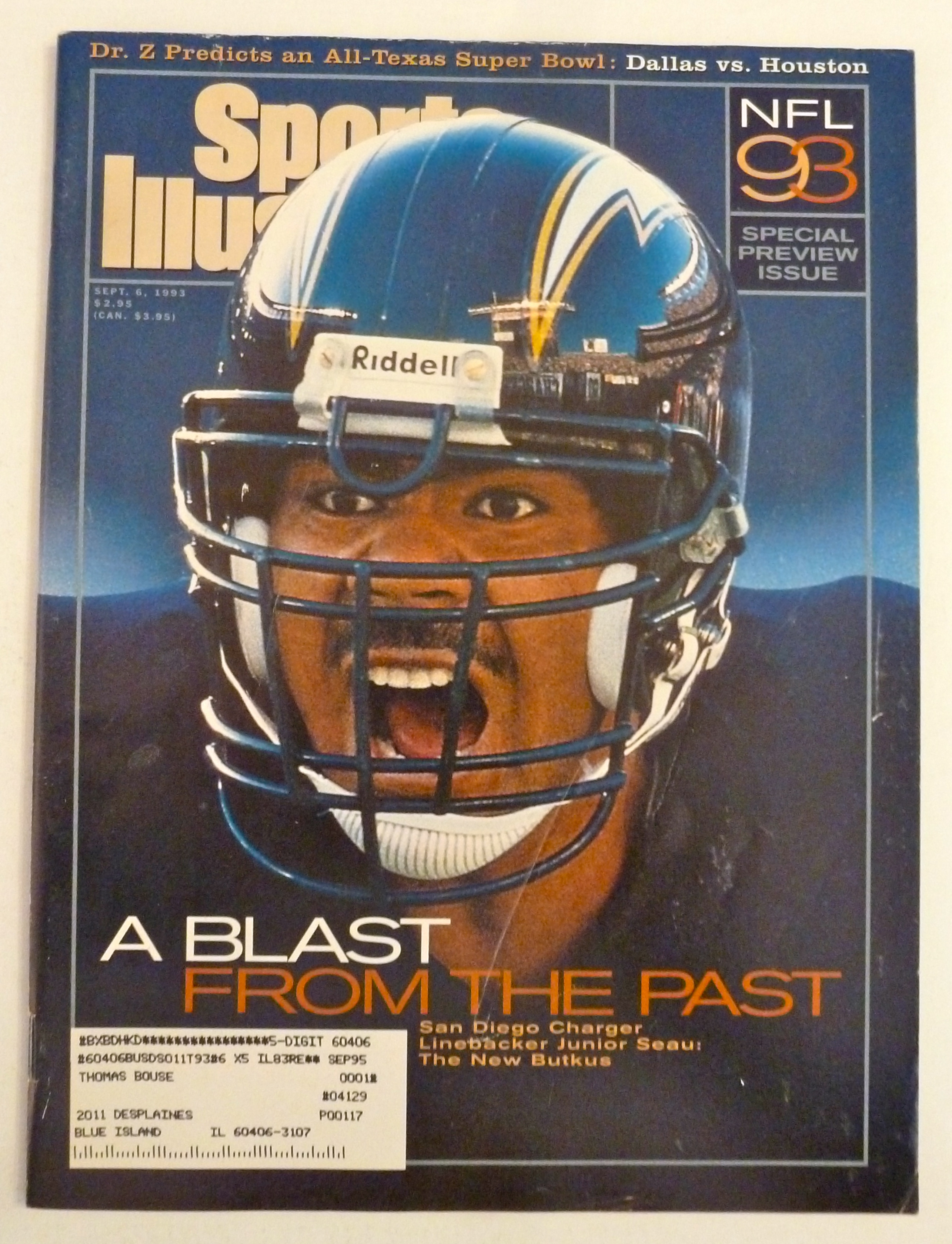Sports Illustrated Magazine September 6, 1993 J. Seau