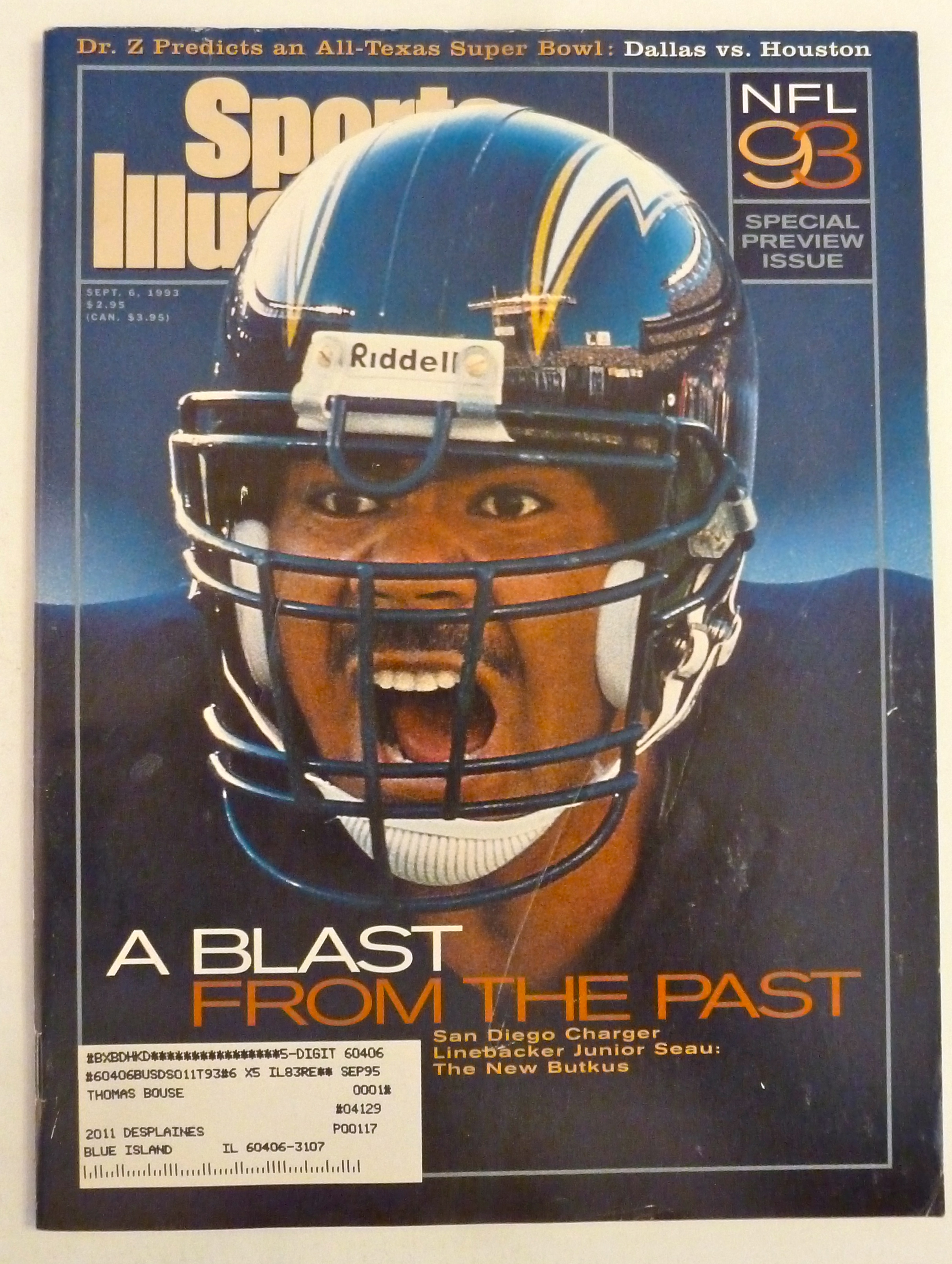 Sports Illustrated Magazine September 6, 1993 J. Seau