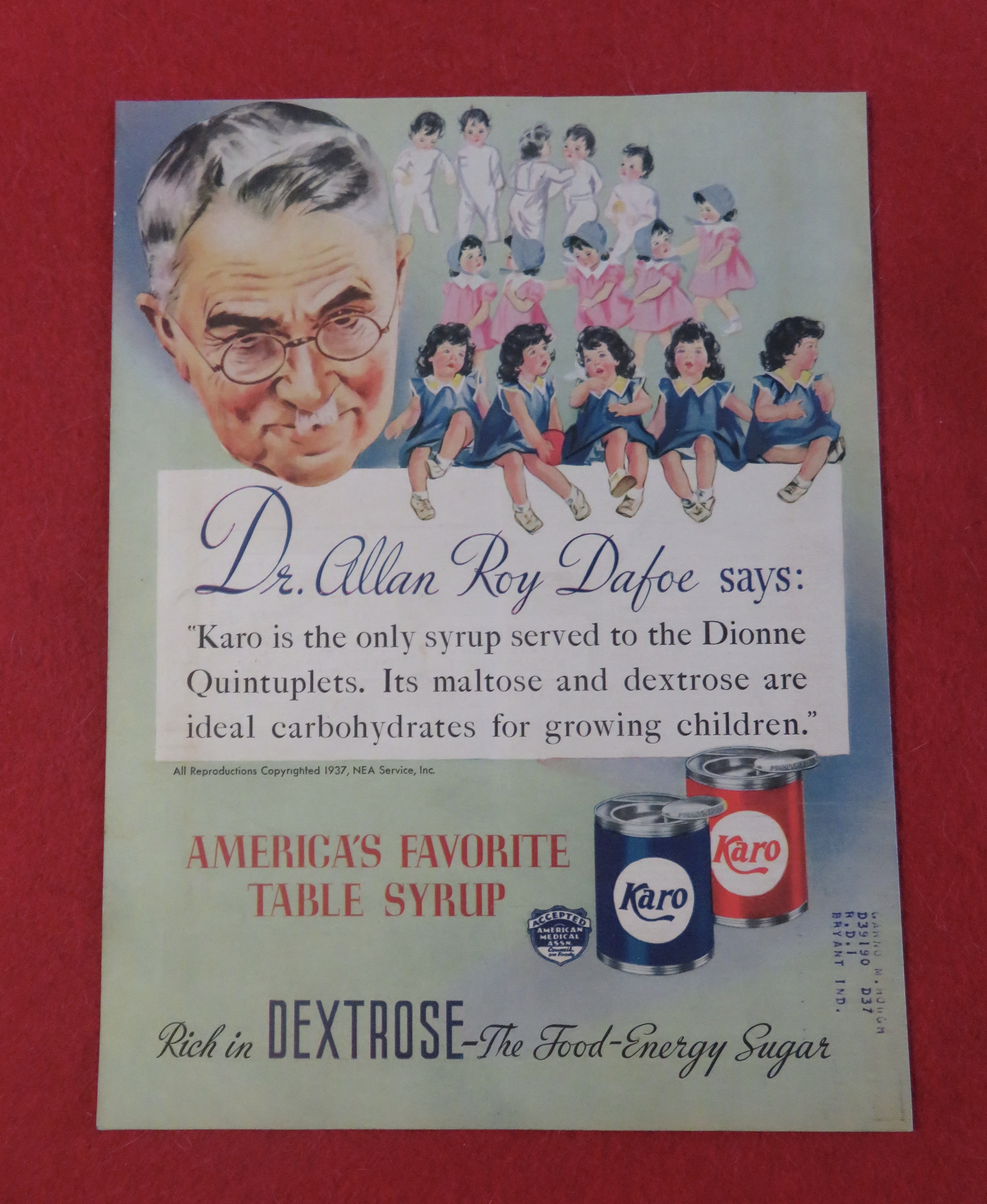 1937 Karo Syrup with the Dionne Quintuplets & Dr Dafoe