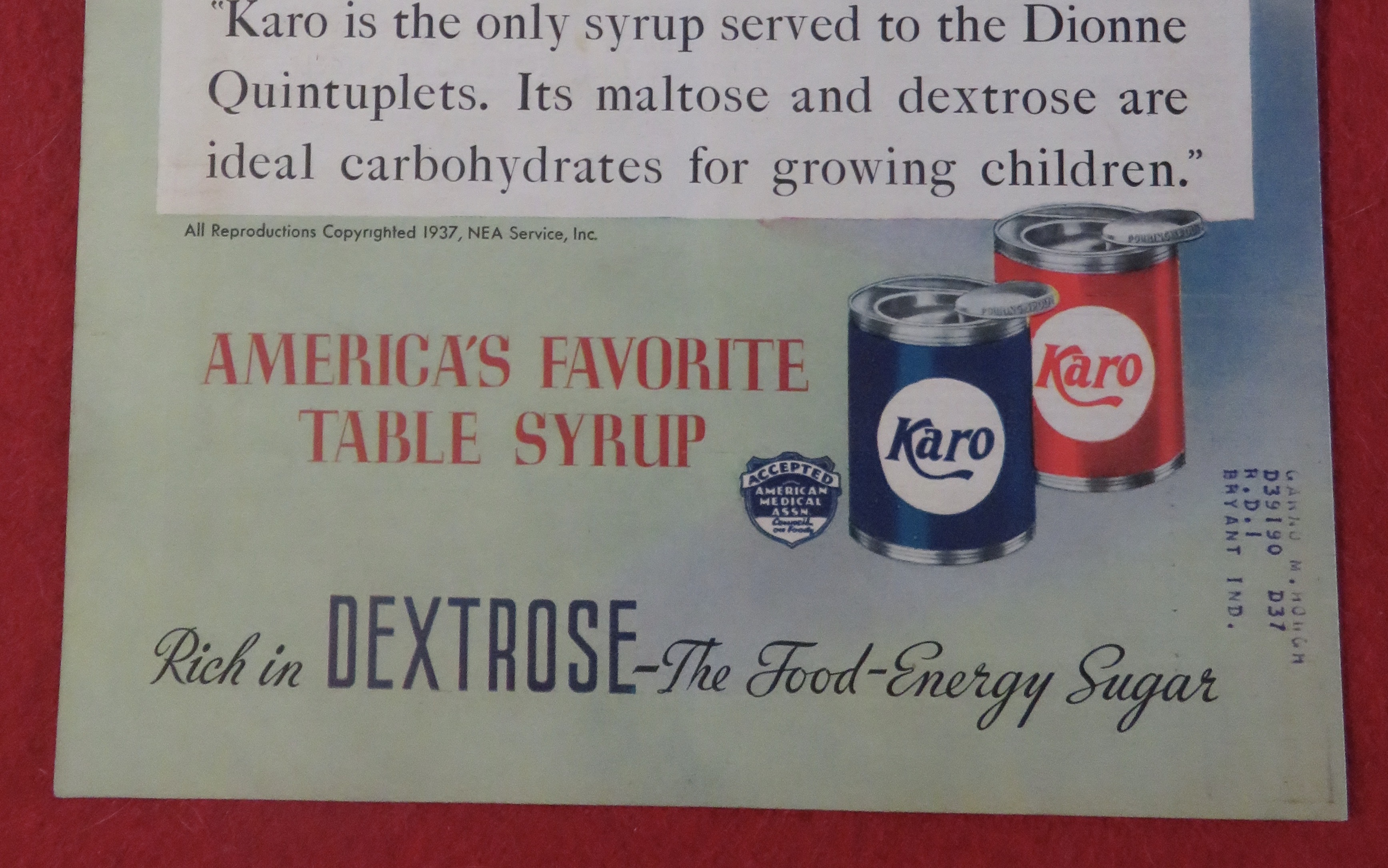 1937 Karo Syrup with the Dionne Quintuplets & Dr Dafoe