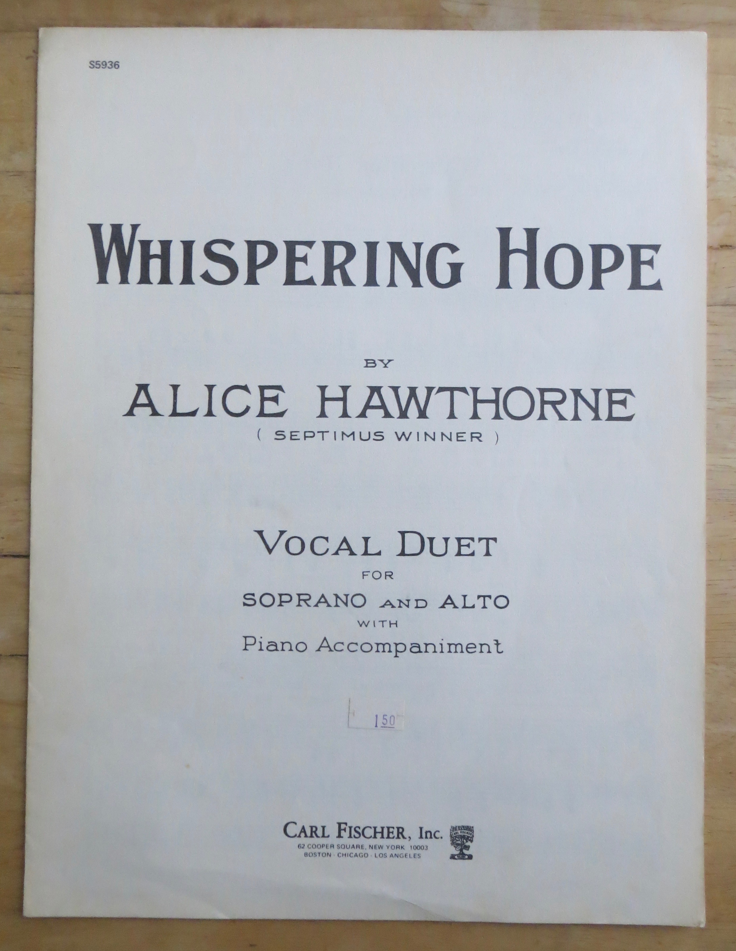 1925 Whispering Hope Sheet Music