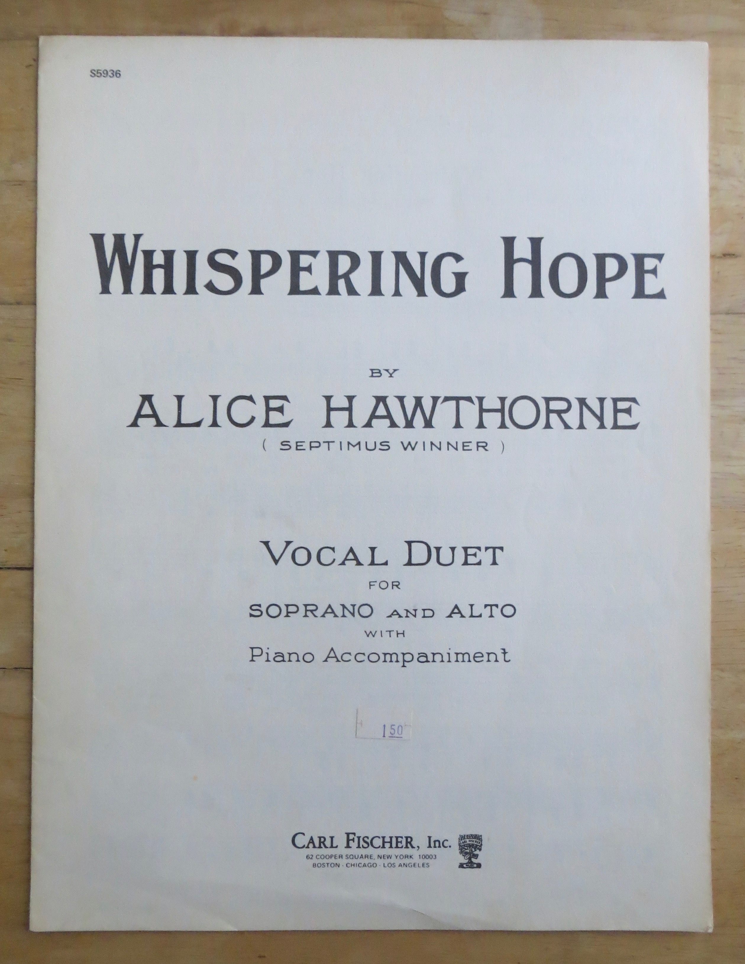 1925 Whispering Hope Sheet Music