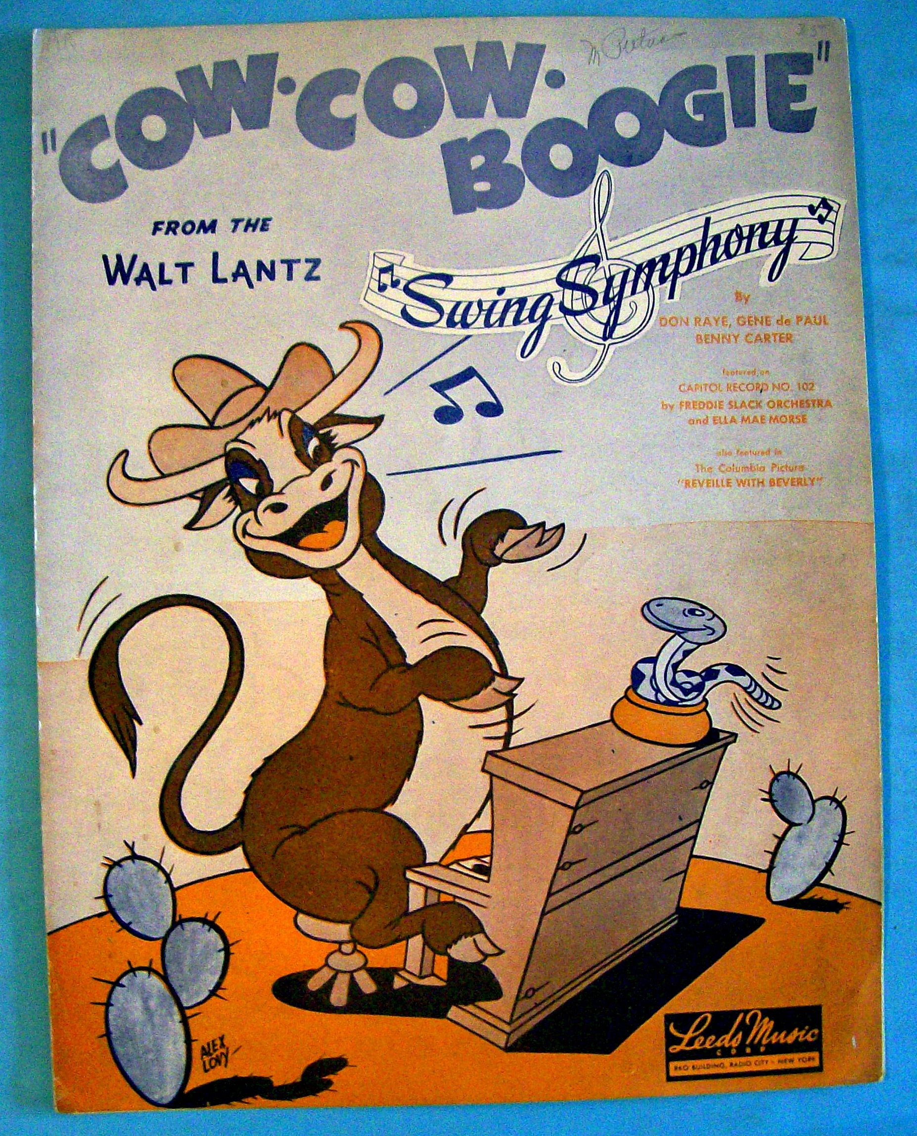 Sheet Music For 1942 Cow Cow Boogie