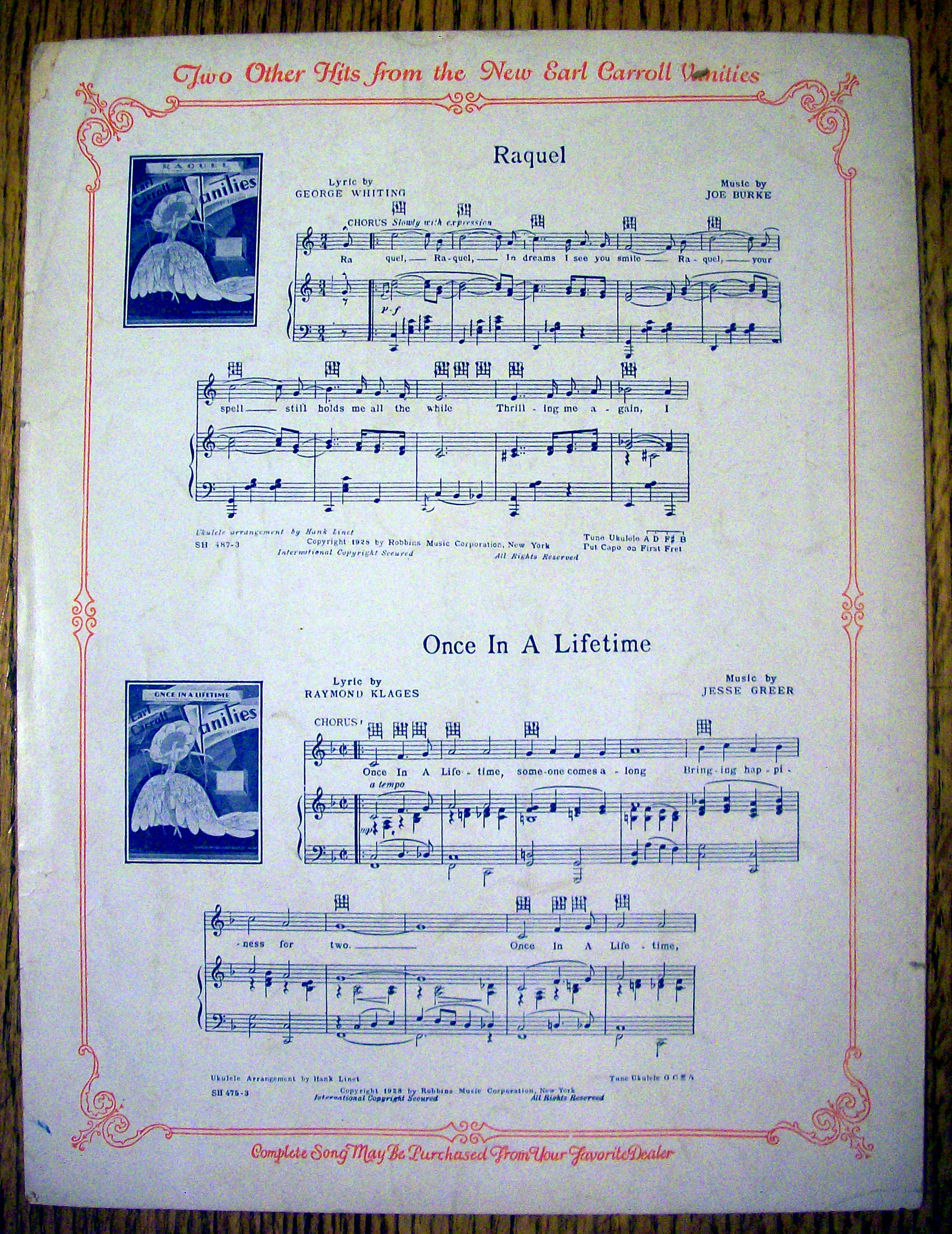 Sheet Music For 1928 Blue Shadows