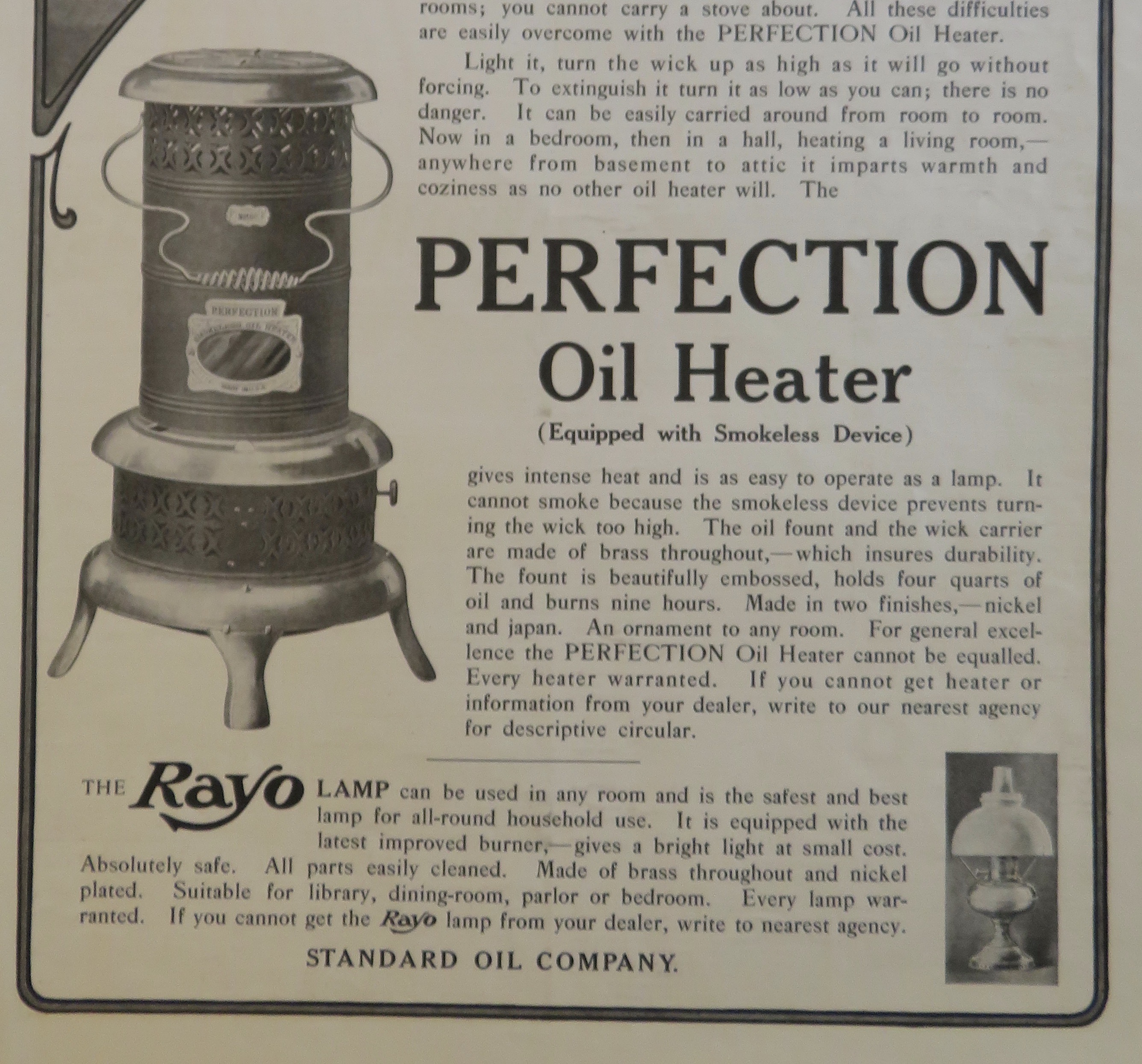 1906 Perfection Oil Heater with the Oil Heater