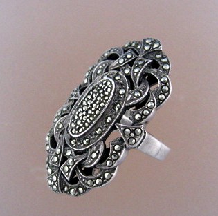 Sterling Silver Marquisite Ring Antique