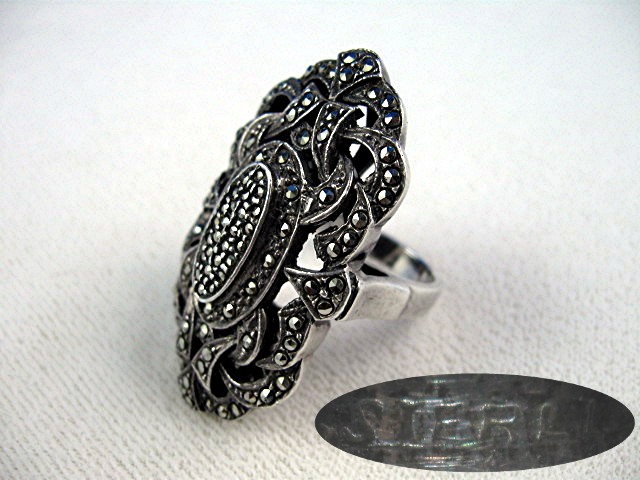 Sterling Silver Marquisite Ring Antique