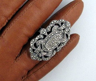 Sterling Silver Marquisite Ring Antique
