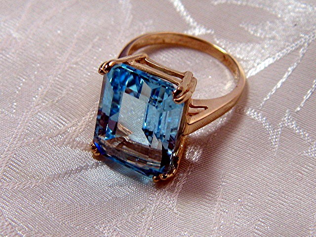 Ring 14K Gold Blue Topaz Ring