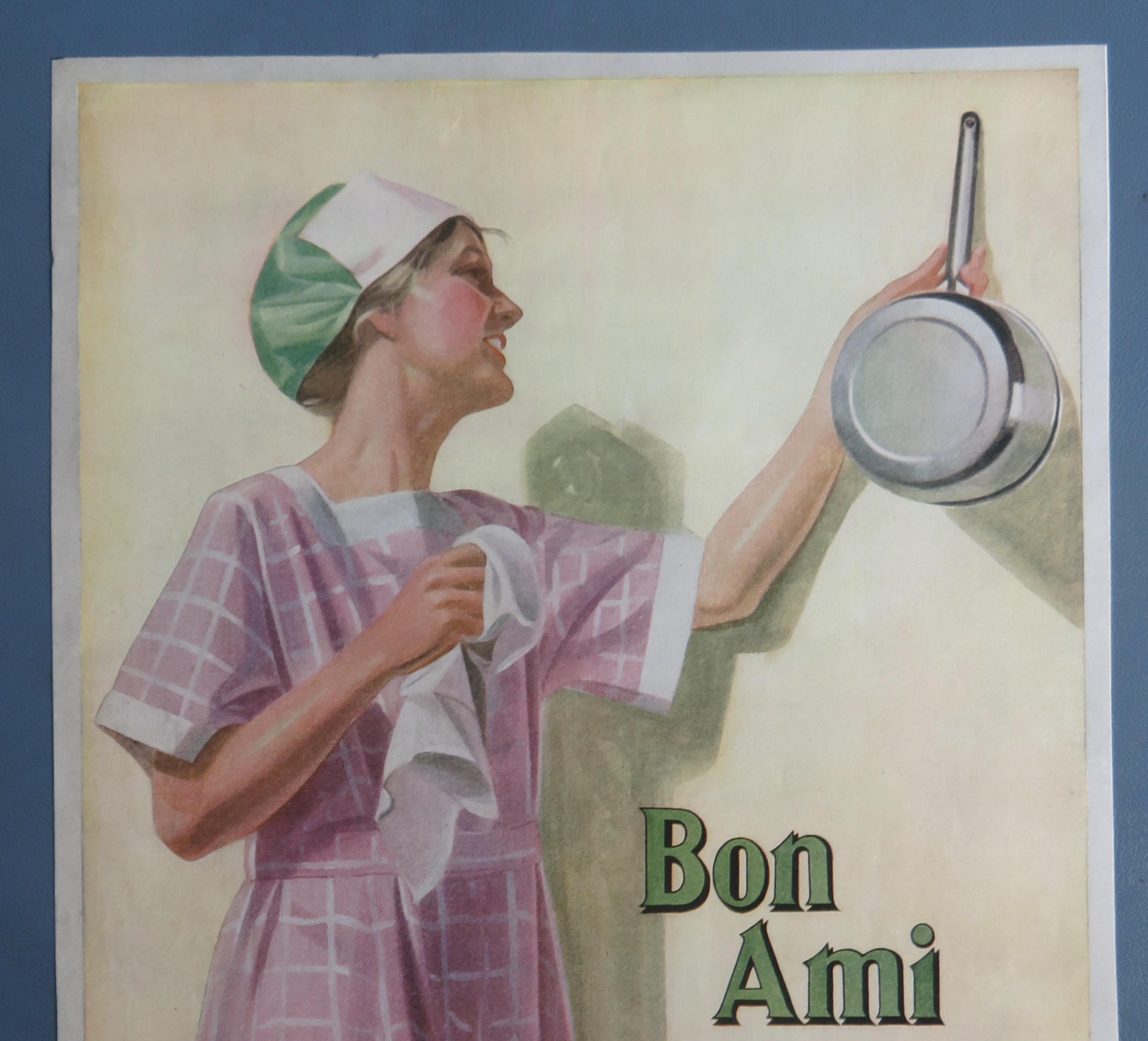 1918 Bon Ami Cleaner with Woman Looking At Pot