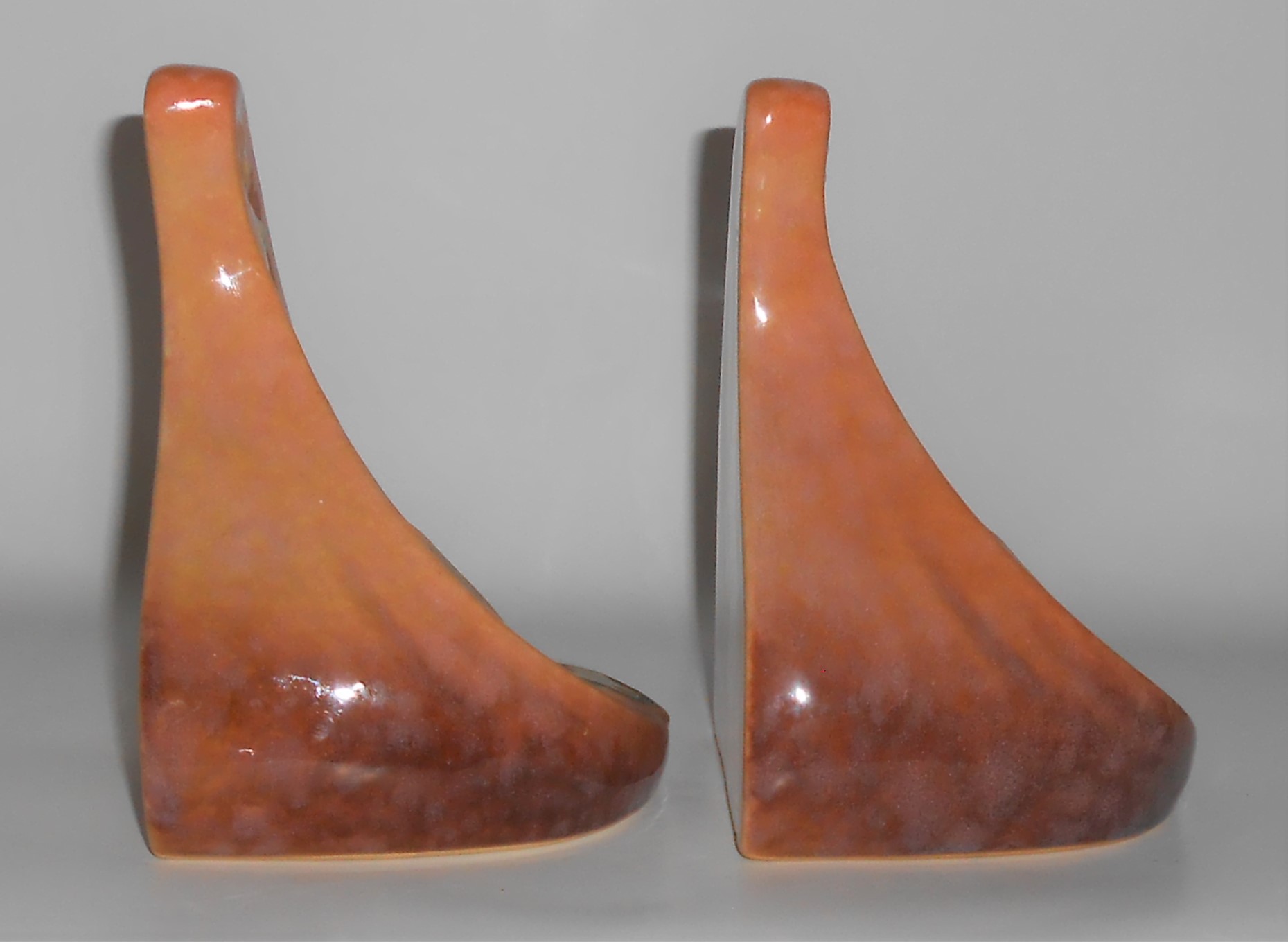 Roseville Art Pottery Pair Brown Wincraft Bookends