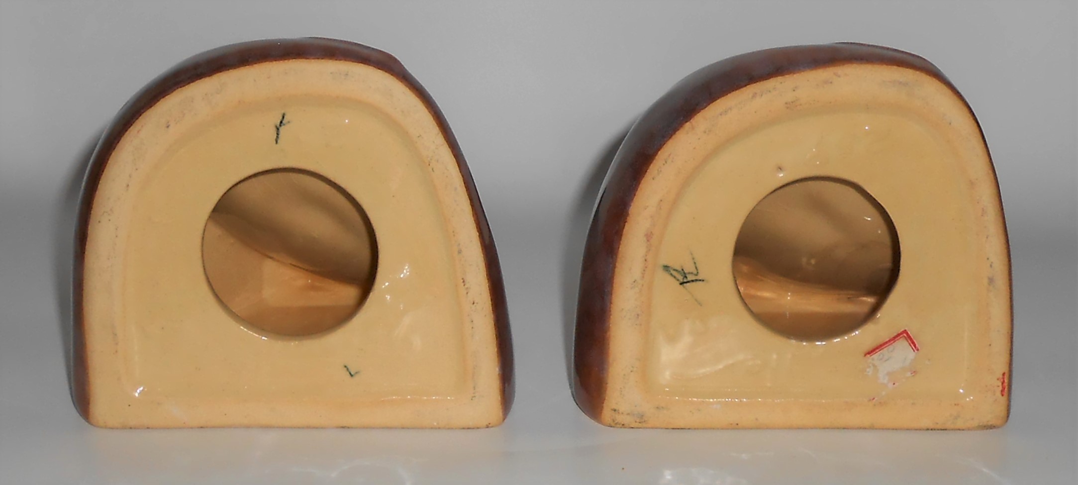 Roseville Art Pottery Pair Brown Wincraft Bookends