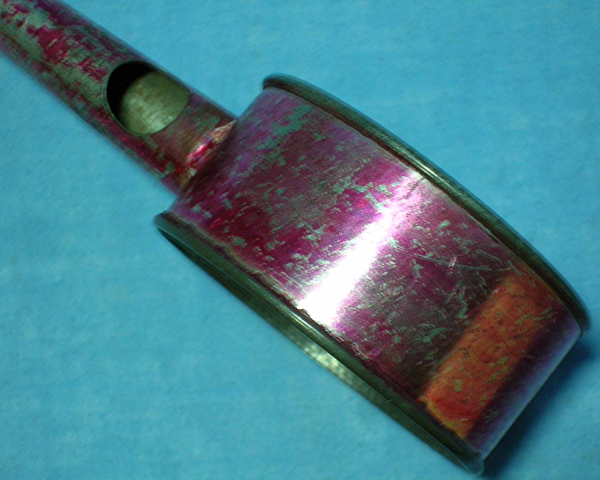 Vintage tin noise maker, whistle and rattle .  .  .