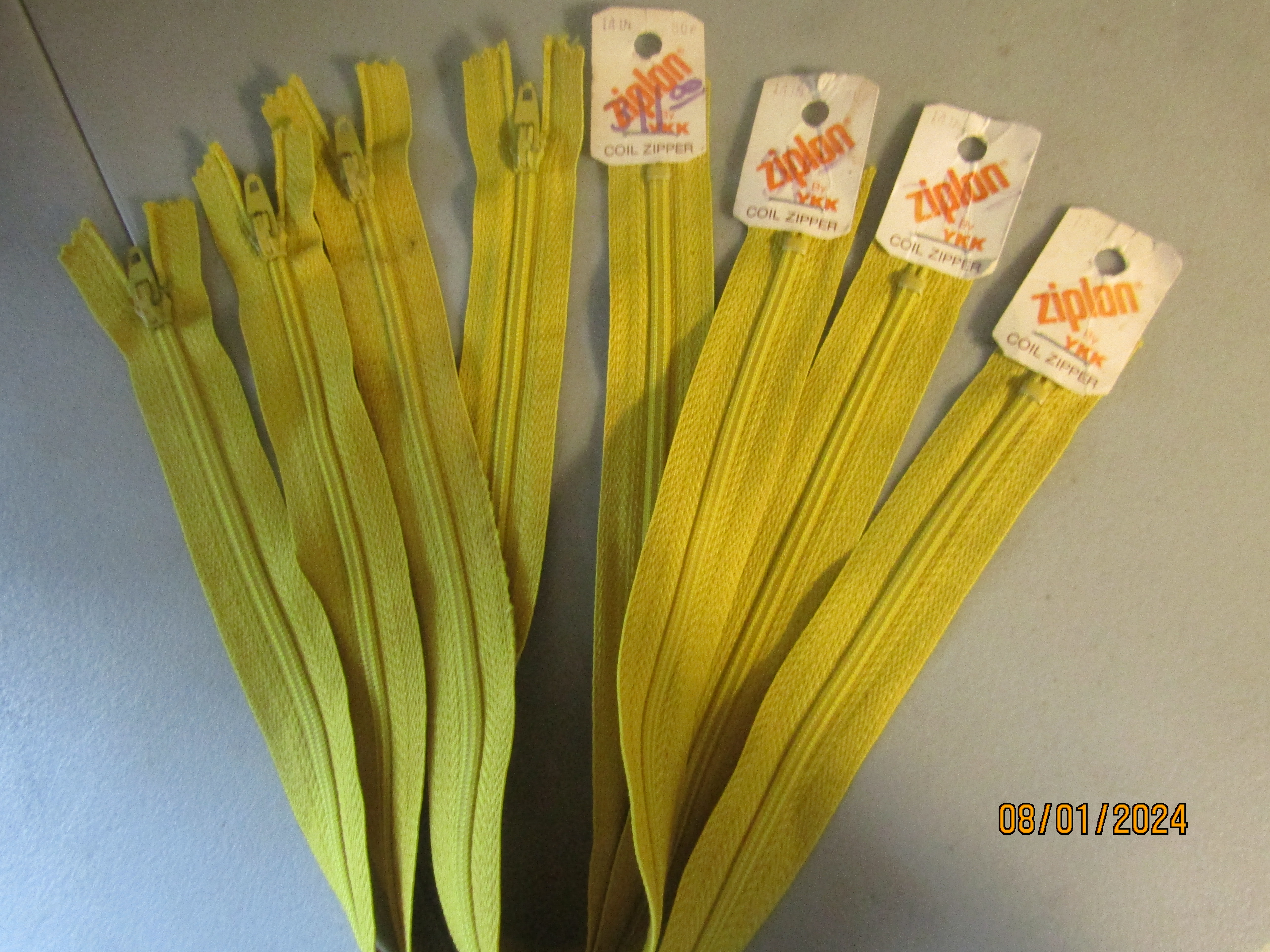 Vintage Ziplon Gold Coil Color Zippers Lot 16