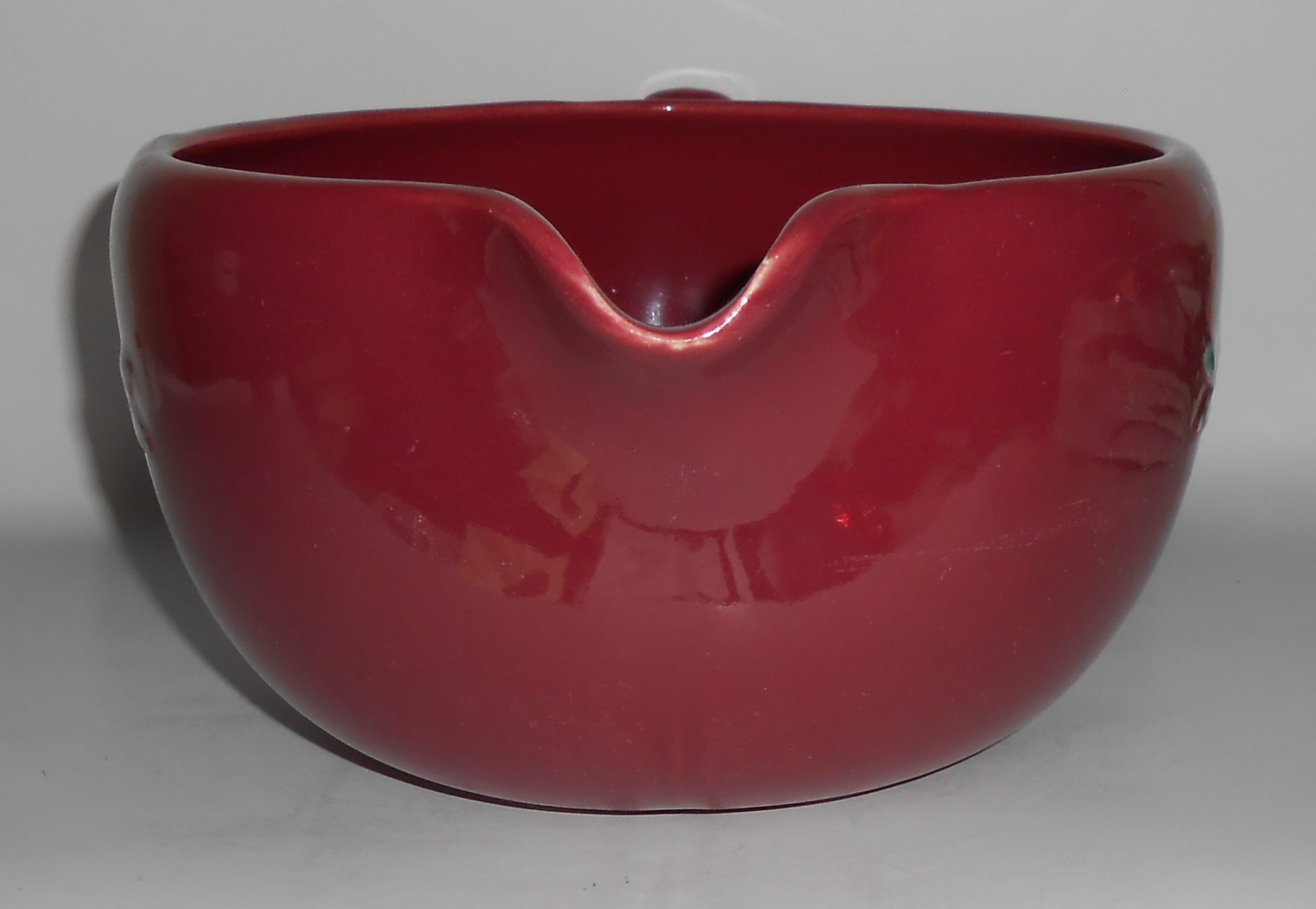 Coors Pottery Rosebud Red LARGE Handled Batter Bowl