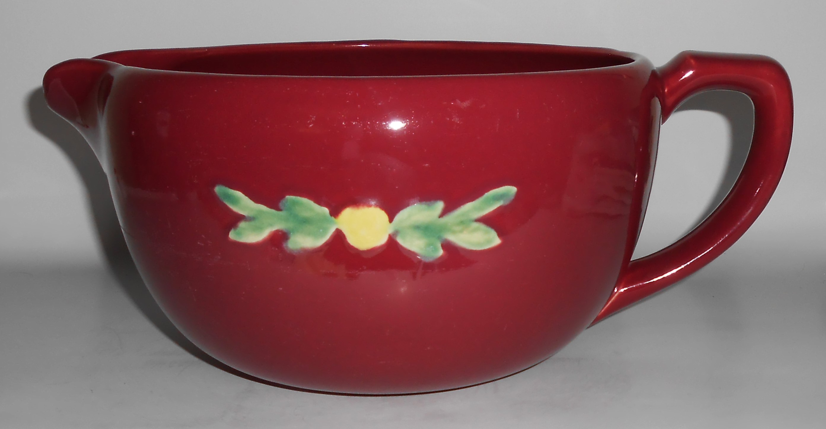 Coors Pottery Rosebud Red LARGE Handled Batter Bowl