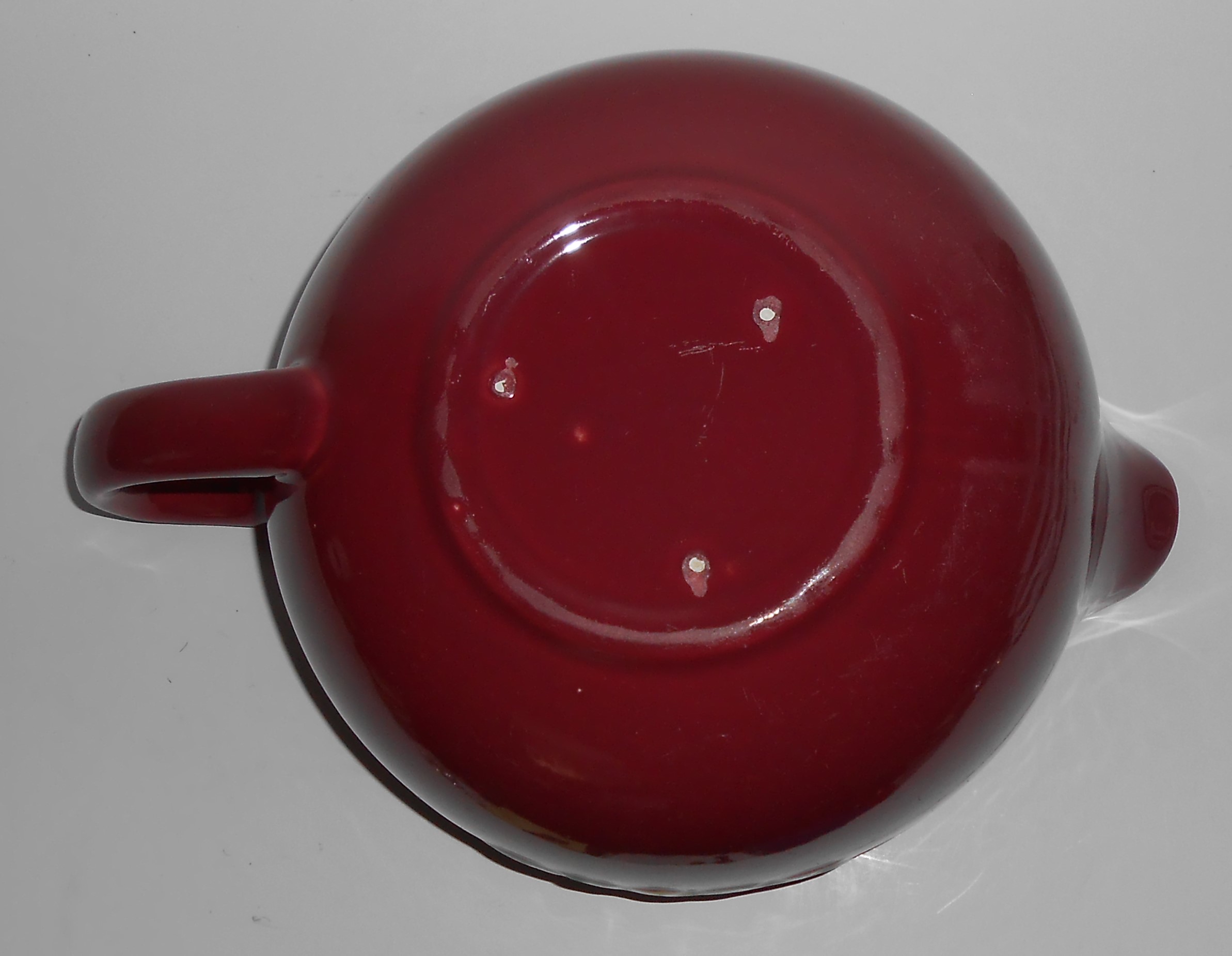 Coors Pottery Rosebud Red LARGE Handled Batter Bowl