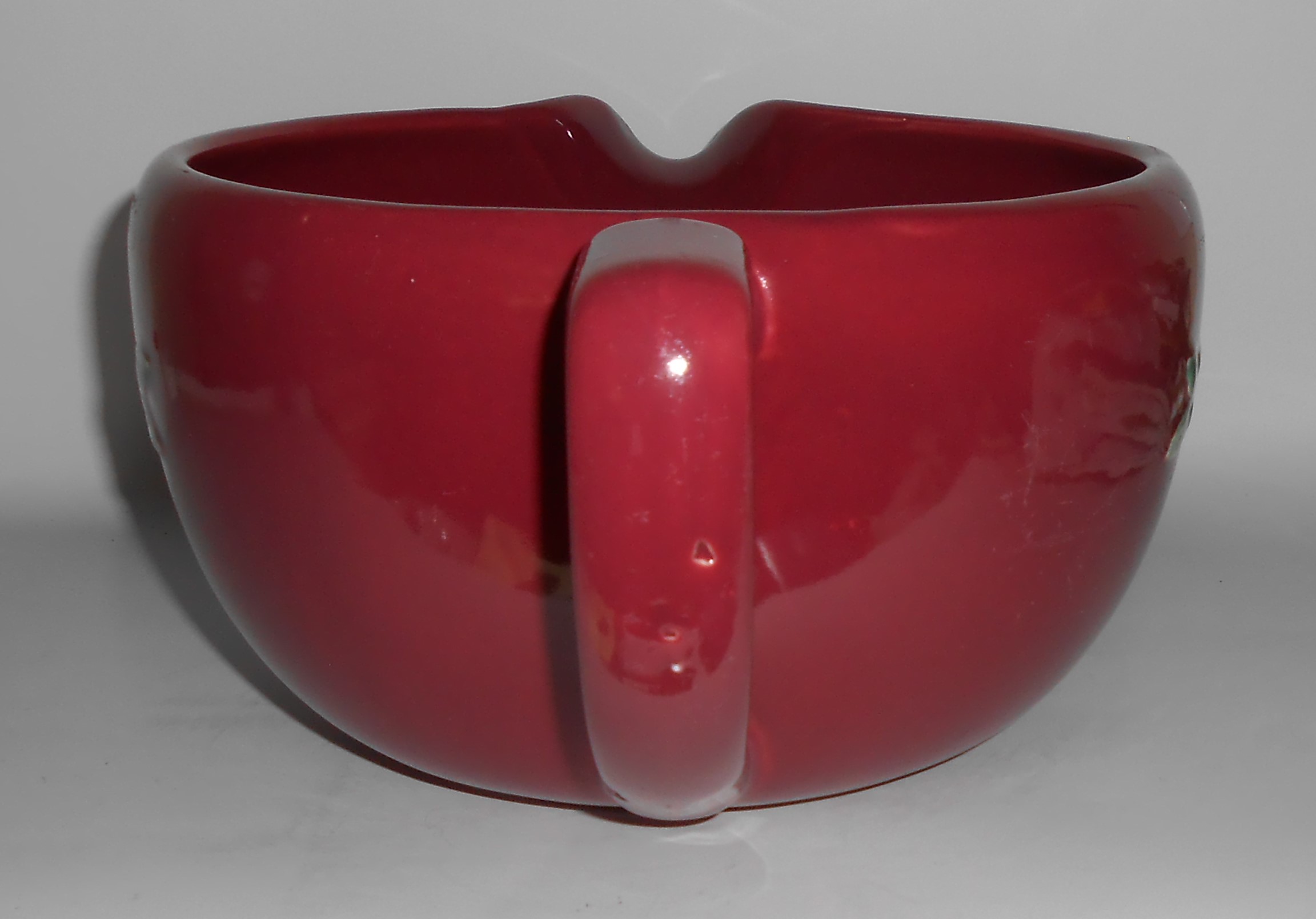 Coors Pottery Rosebud Red LARGE Handled Batter Bowl