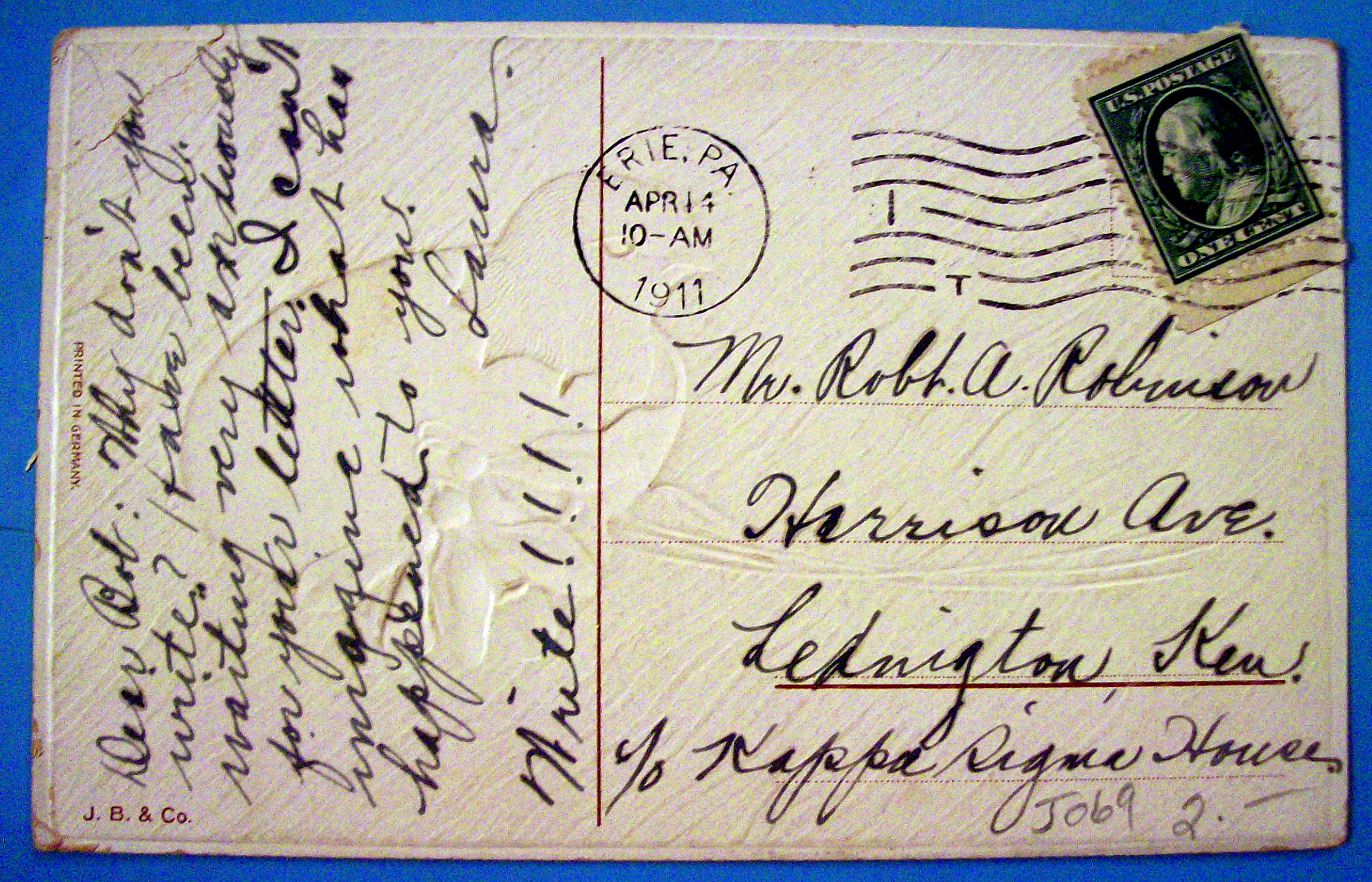 Easter Greetings Postcard w/Chick Sticking Head Out Egg
