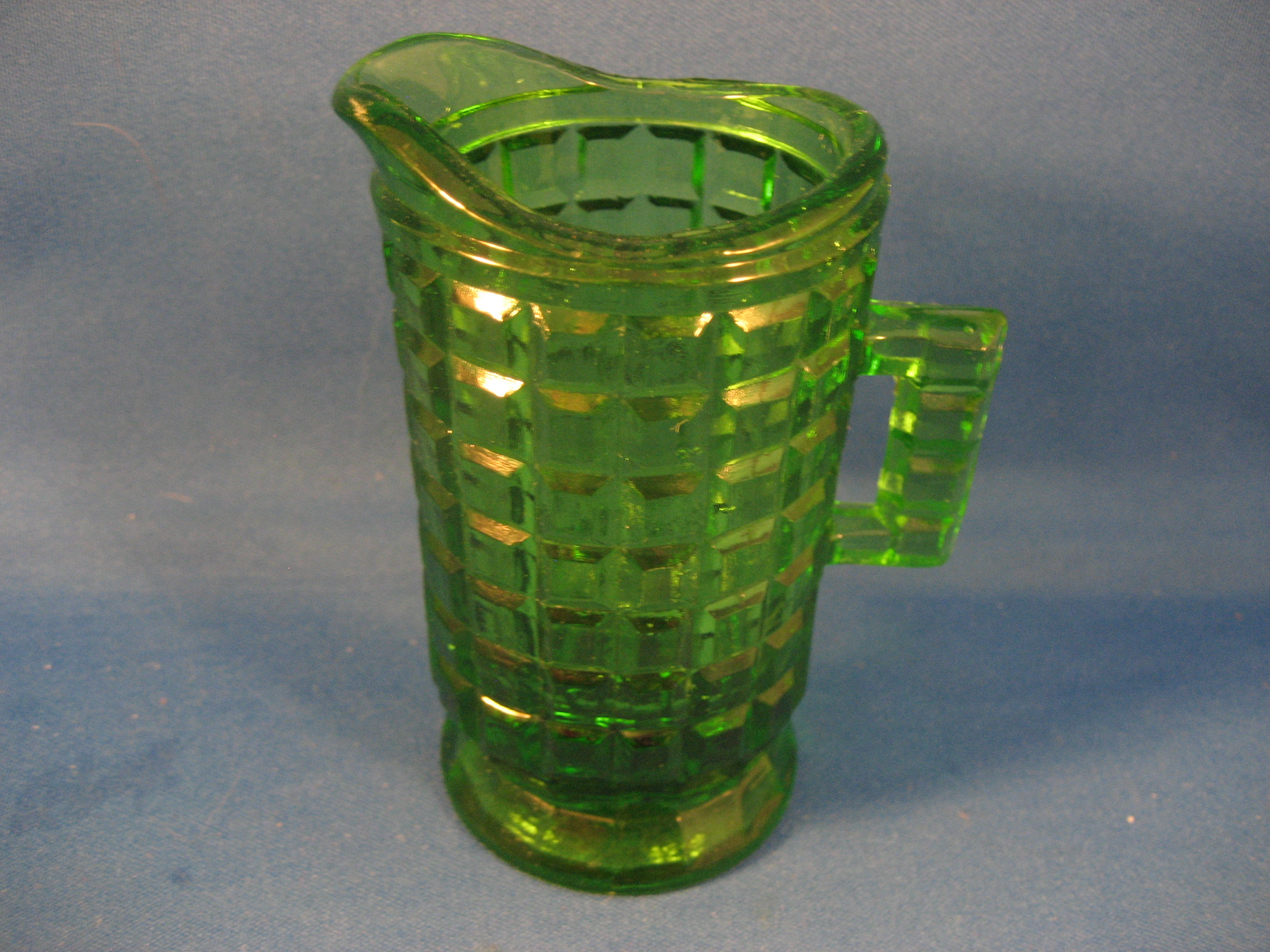 Child's Glass Green Pitcher