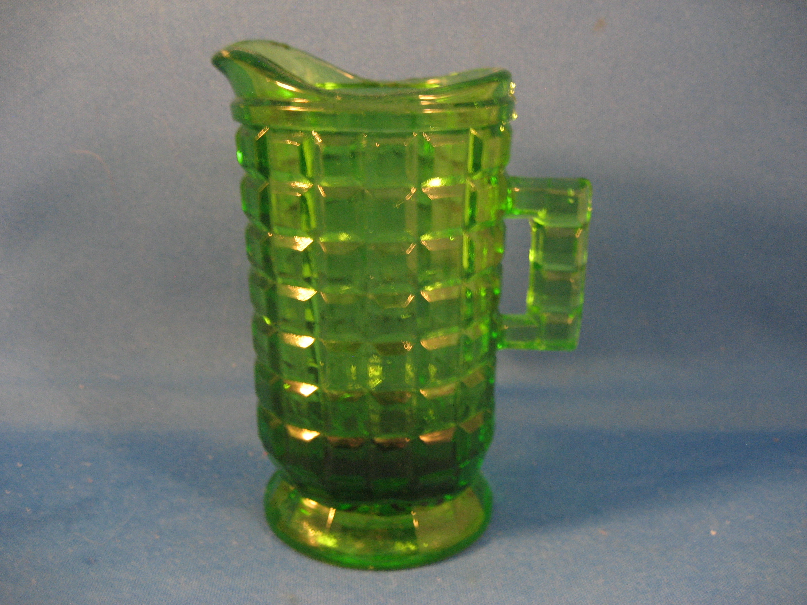 Child's Glass Green Pitcher