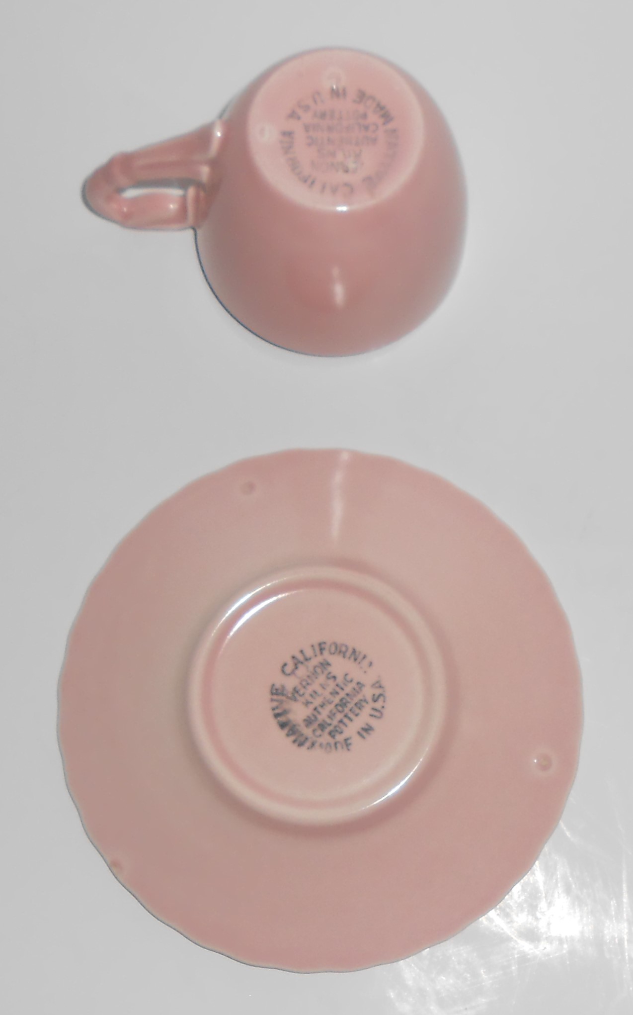 Vernon Kilns Pottery Native California Pink Demitasse C