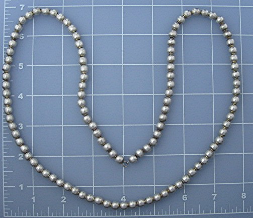 Silver 29 Inches 7mm Bead Necklace