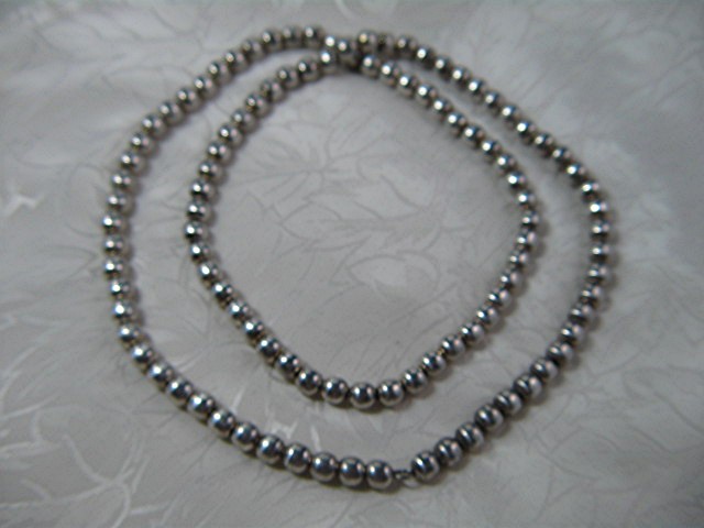 Silver 29 Inches 7mm Bead Necklace