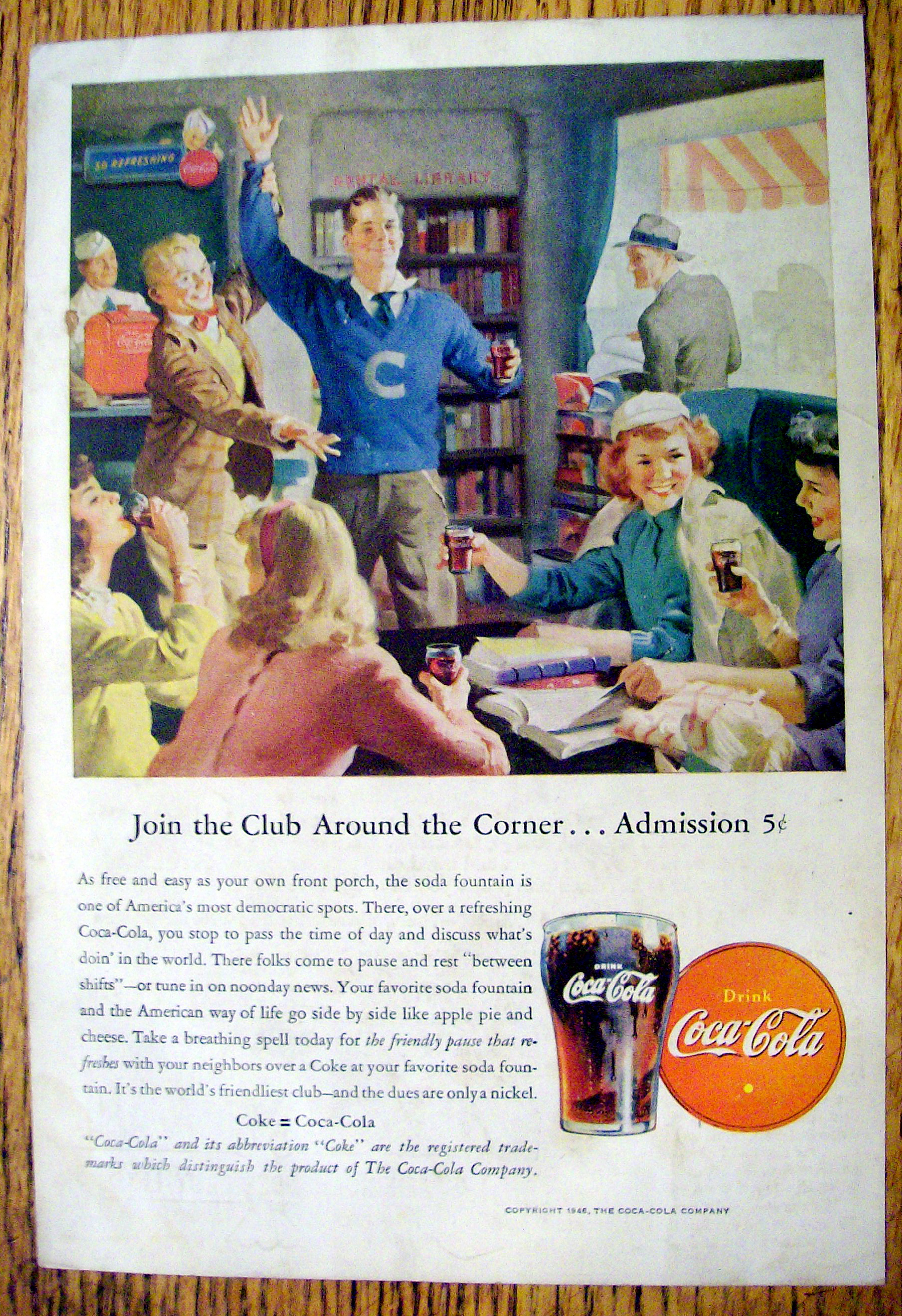1946 Coca Cola (Coke) With A Group Of People Drinking Glasses Of Coke