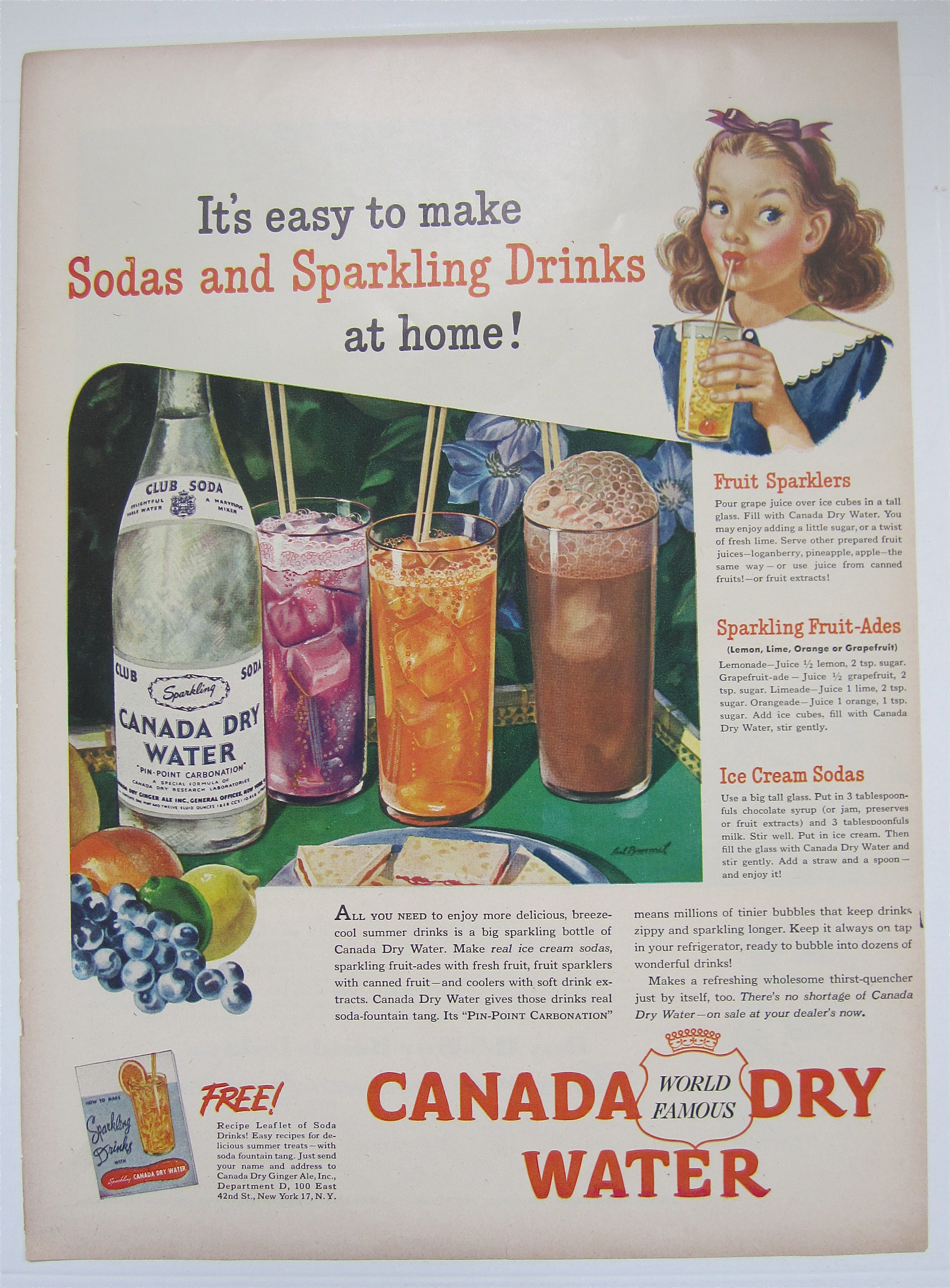 1945 Canada Dry Water with Glasses of Sparkling Drinks